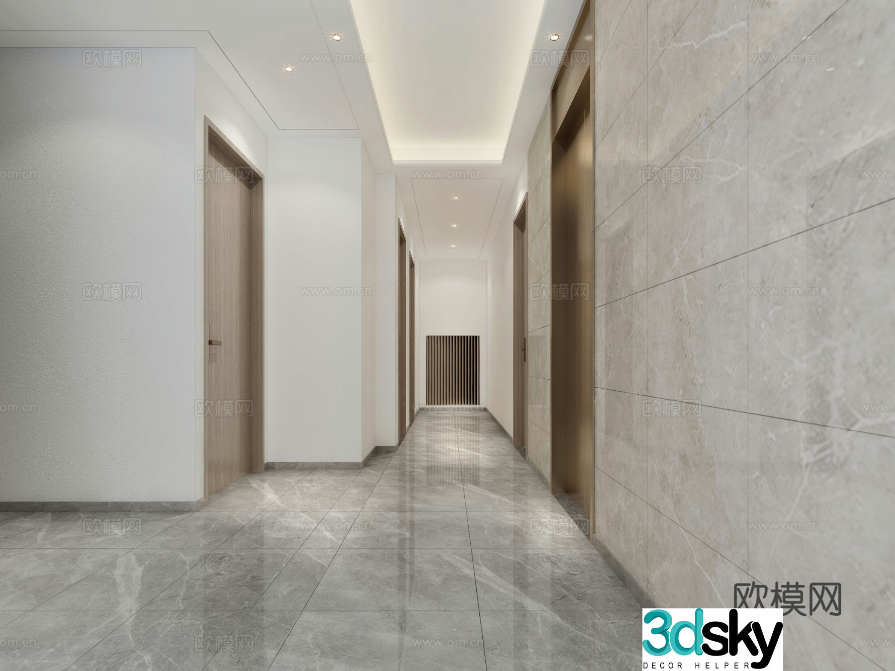 Modern public area corridor 3d model