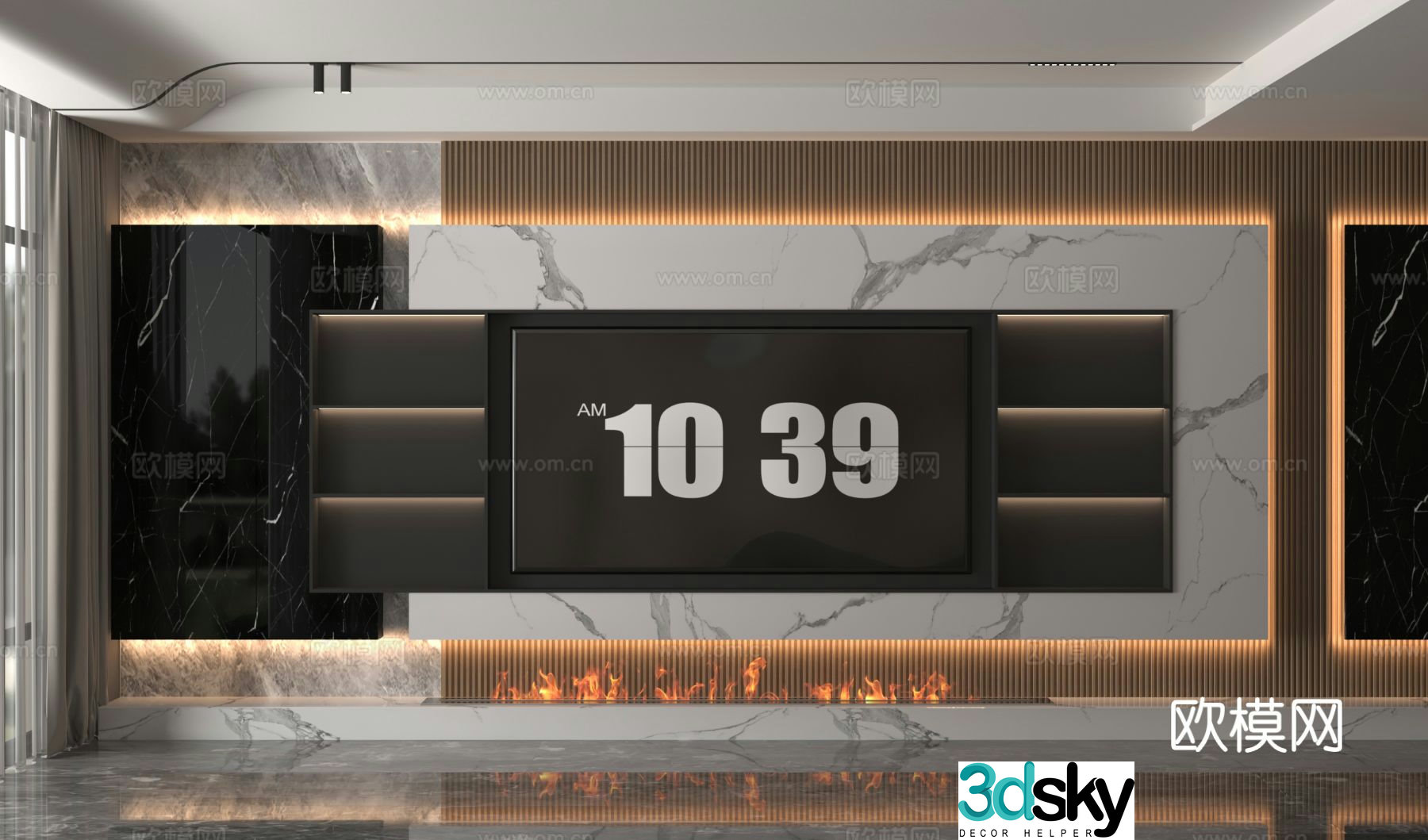 3d model of TV background wall