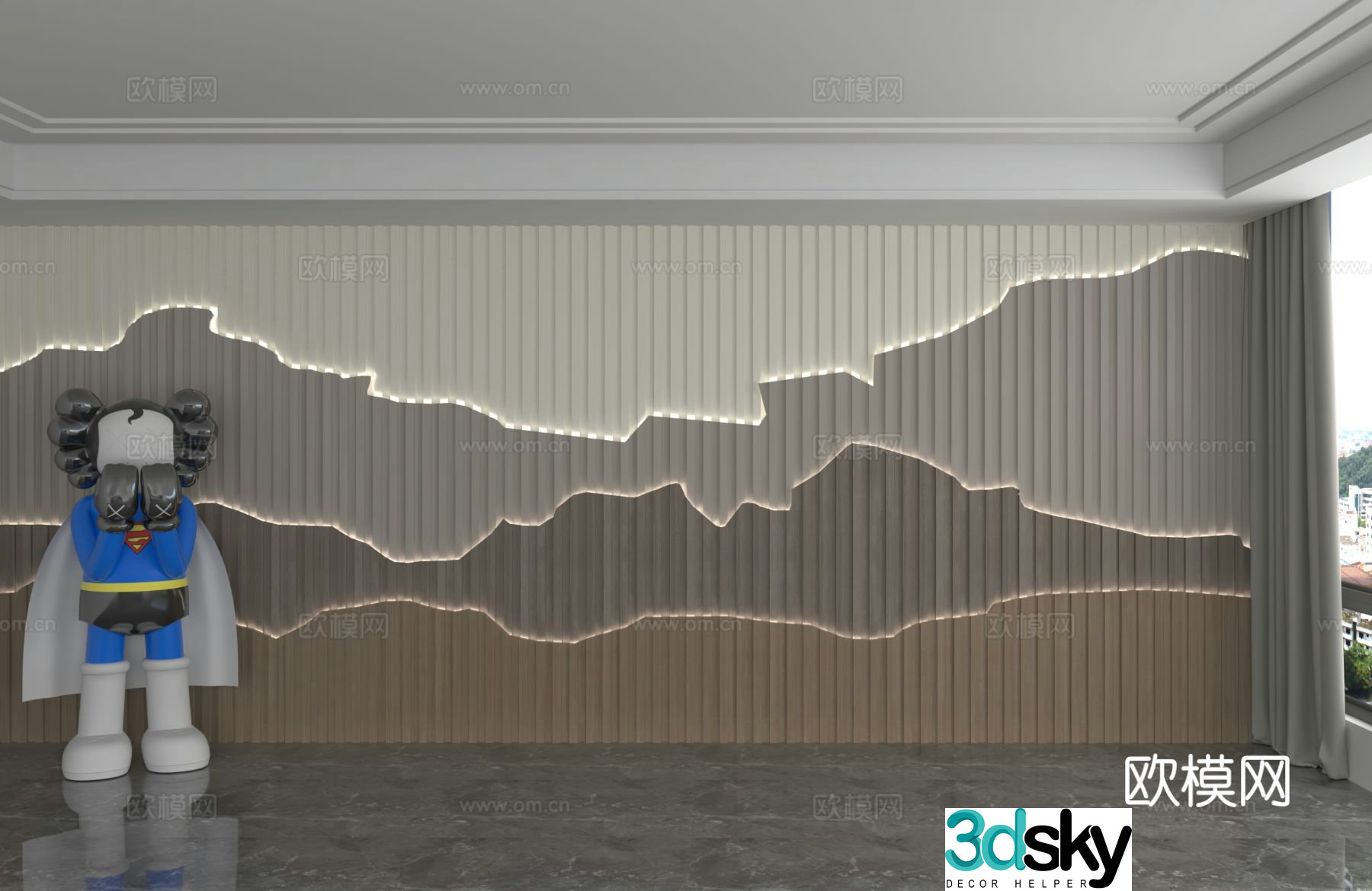 Modern background wall 3d model