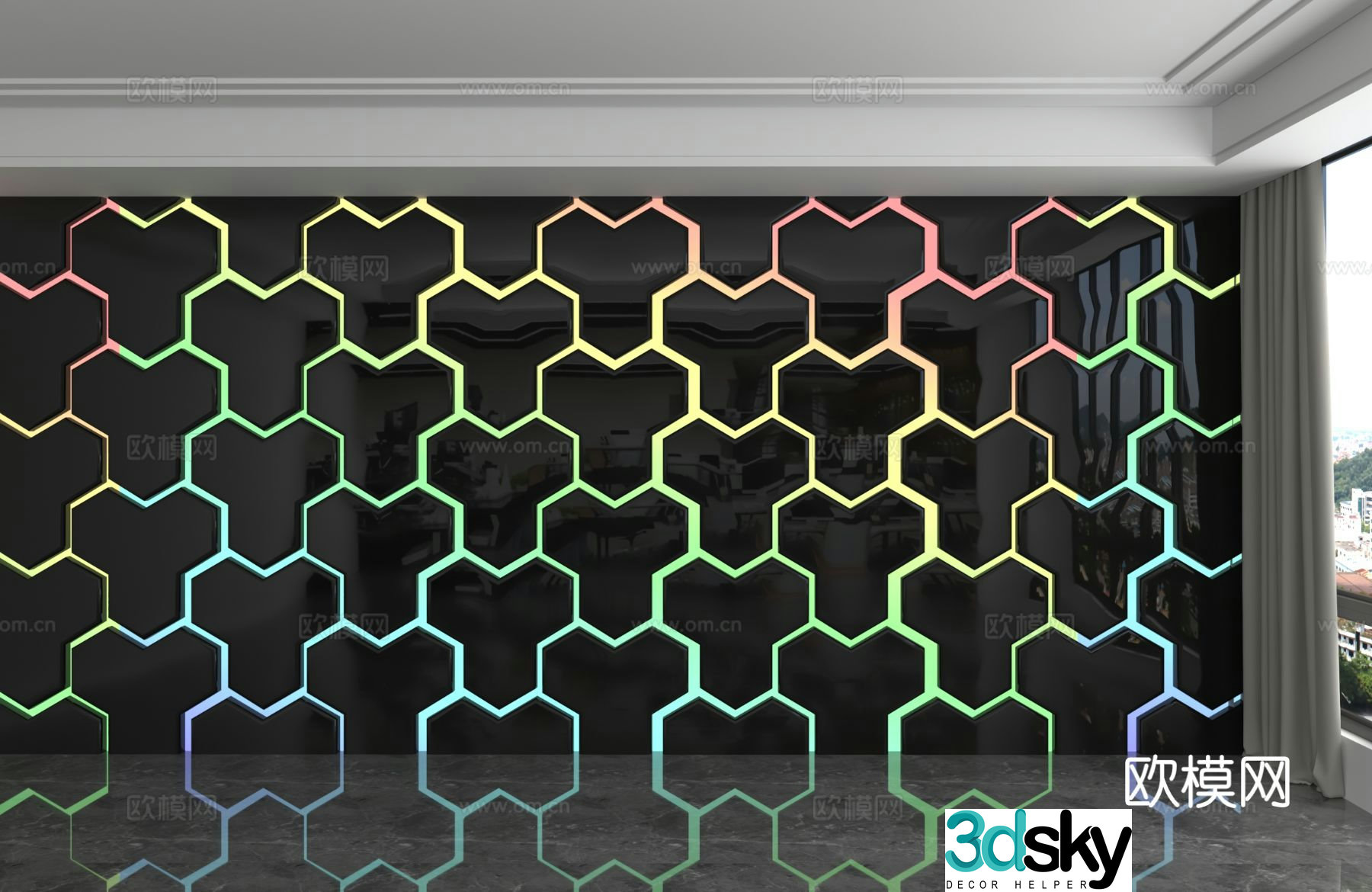Modern colorful background wall 3d model