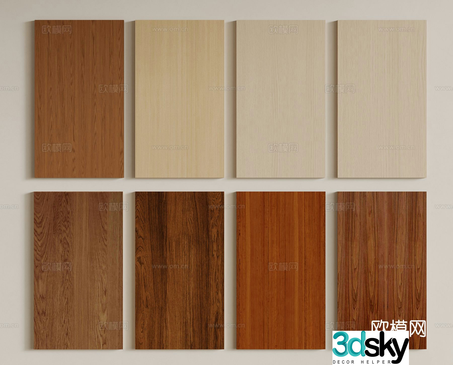 Modern wood veneer wall panel 3d model