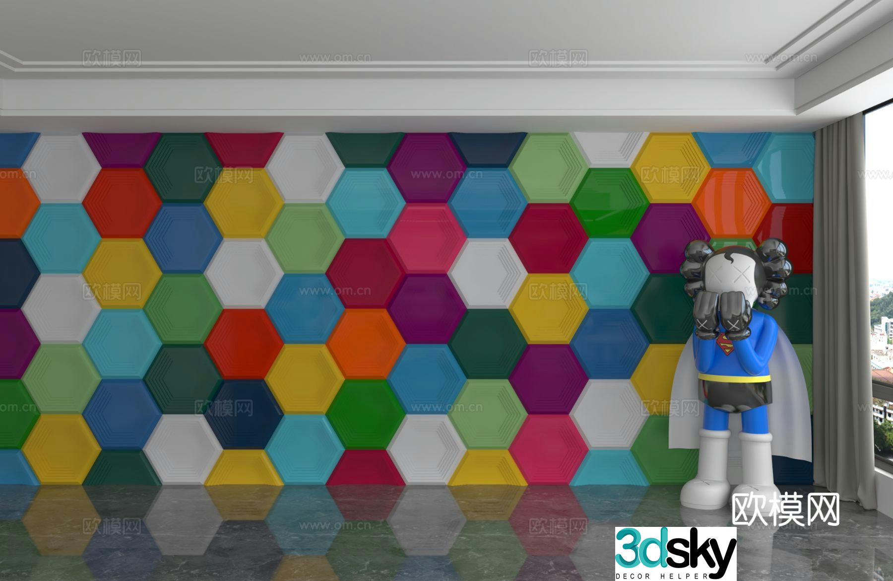 Modern background wall Geometric pattern background wall 3d model
