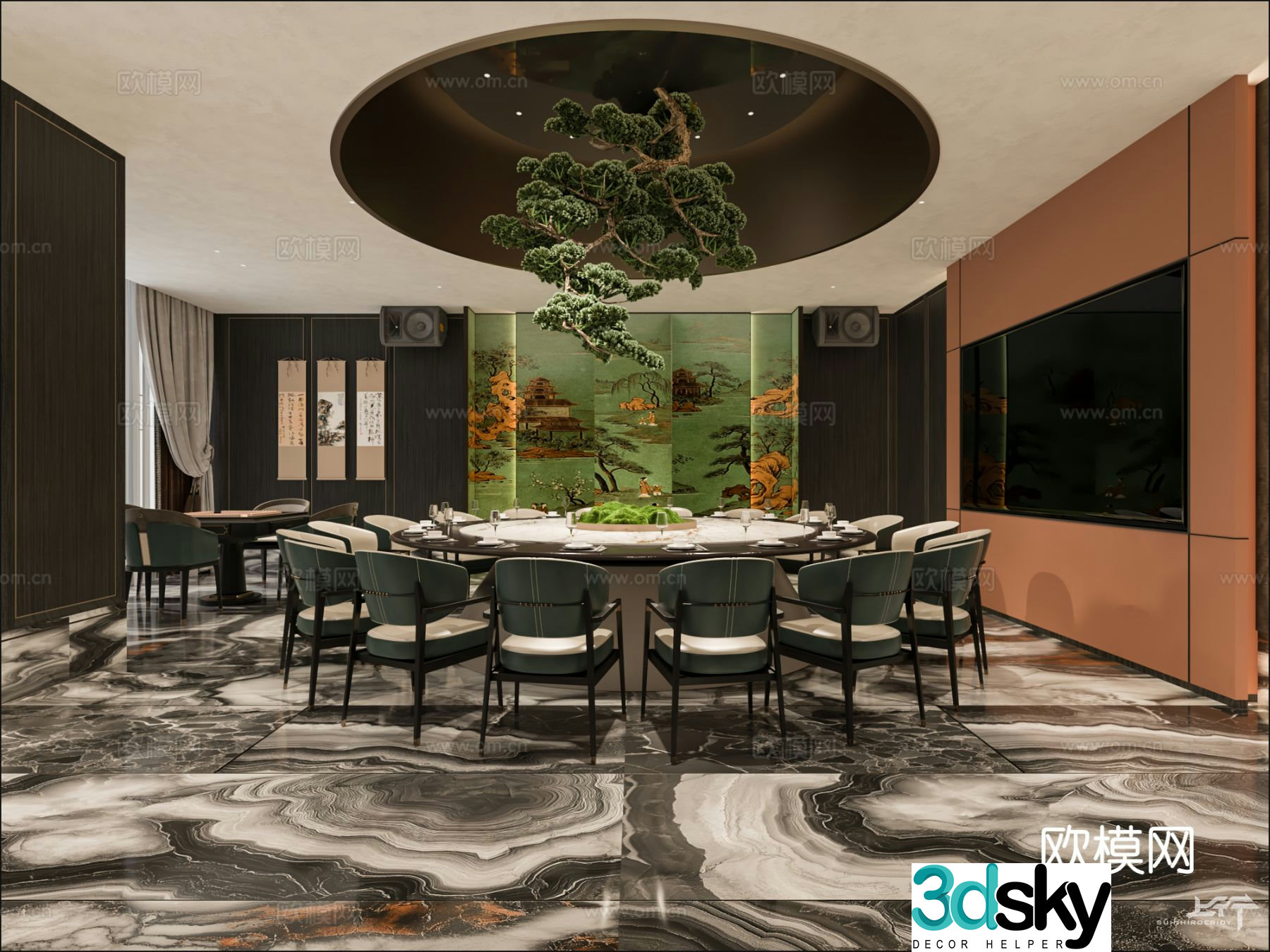 New Chinese 3D private room 3D model