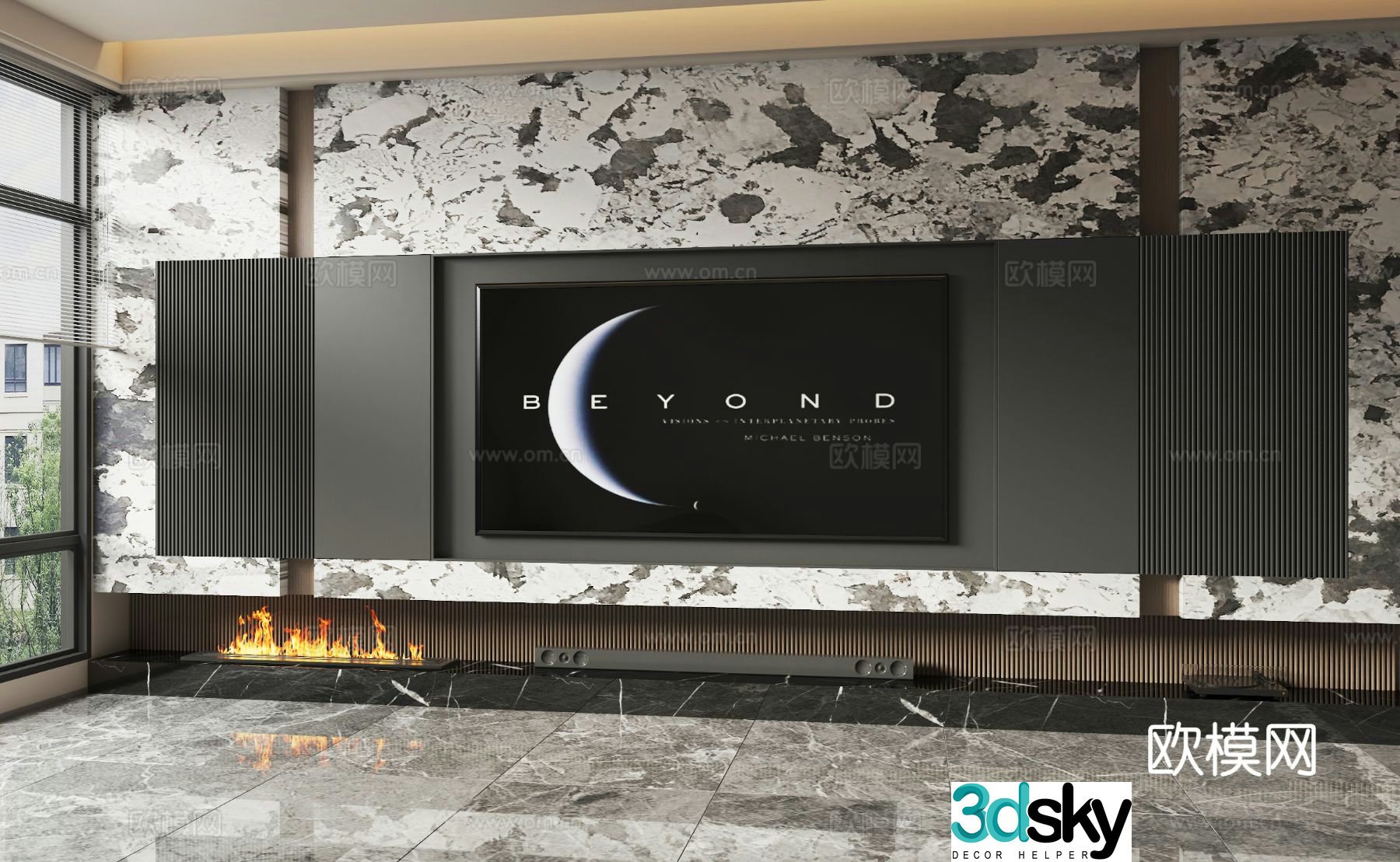 3d model of TV background wall