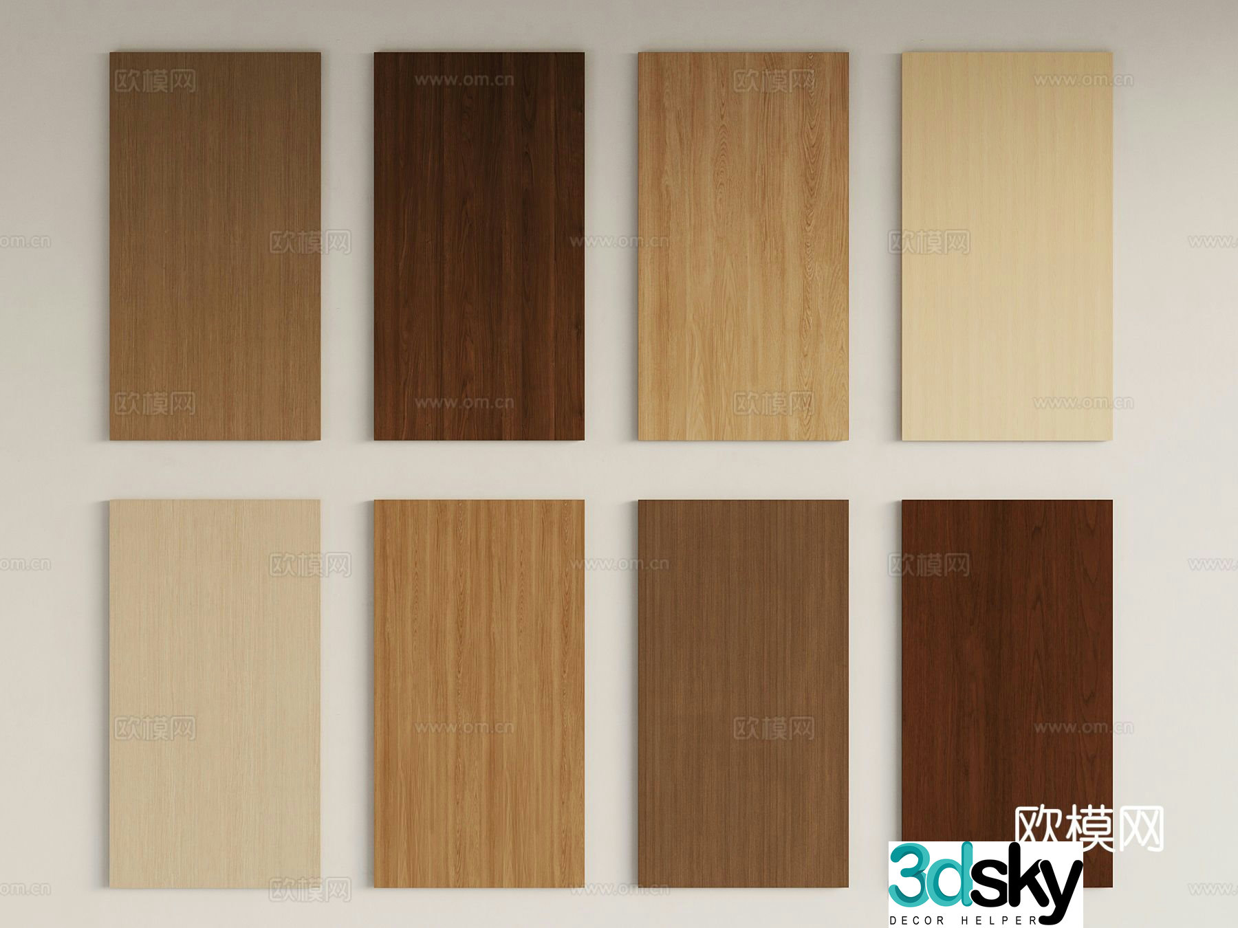 Modern wood veneer wall panel 3d model