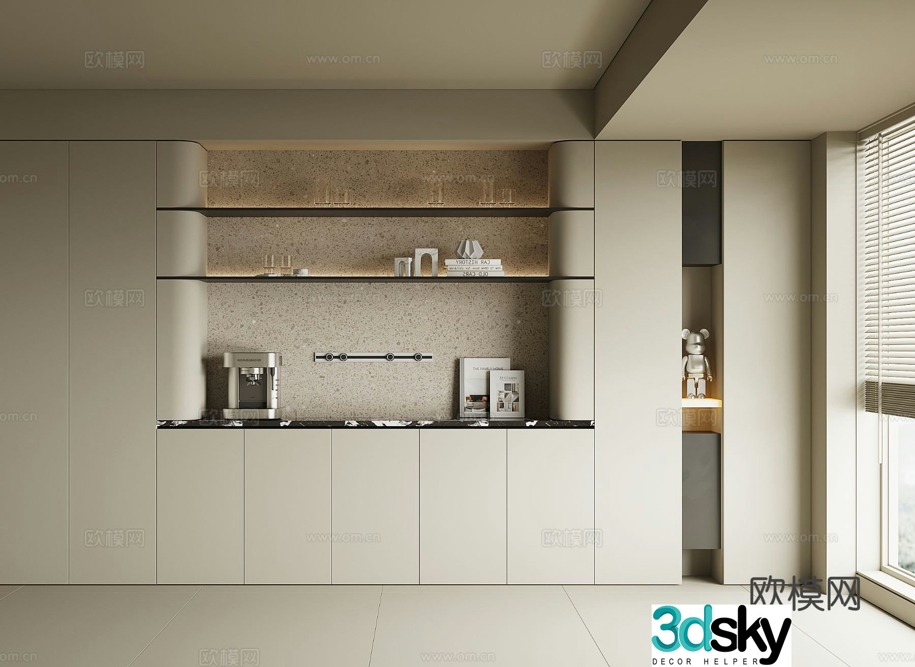 Modern wine cabinet sideboard 3D model