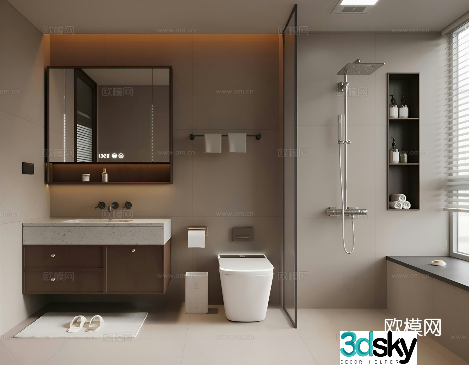 Middle style bathroom 3d model