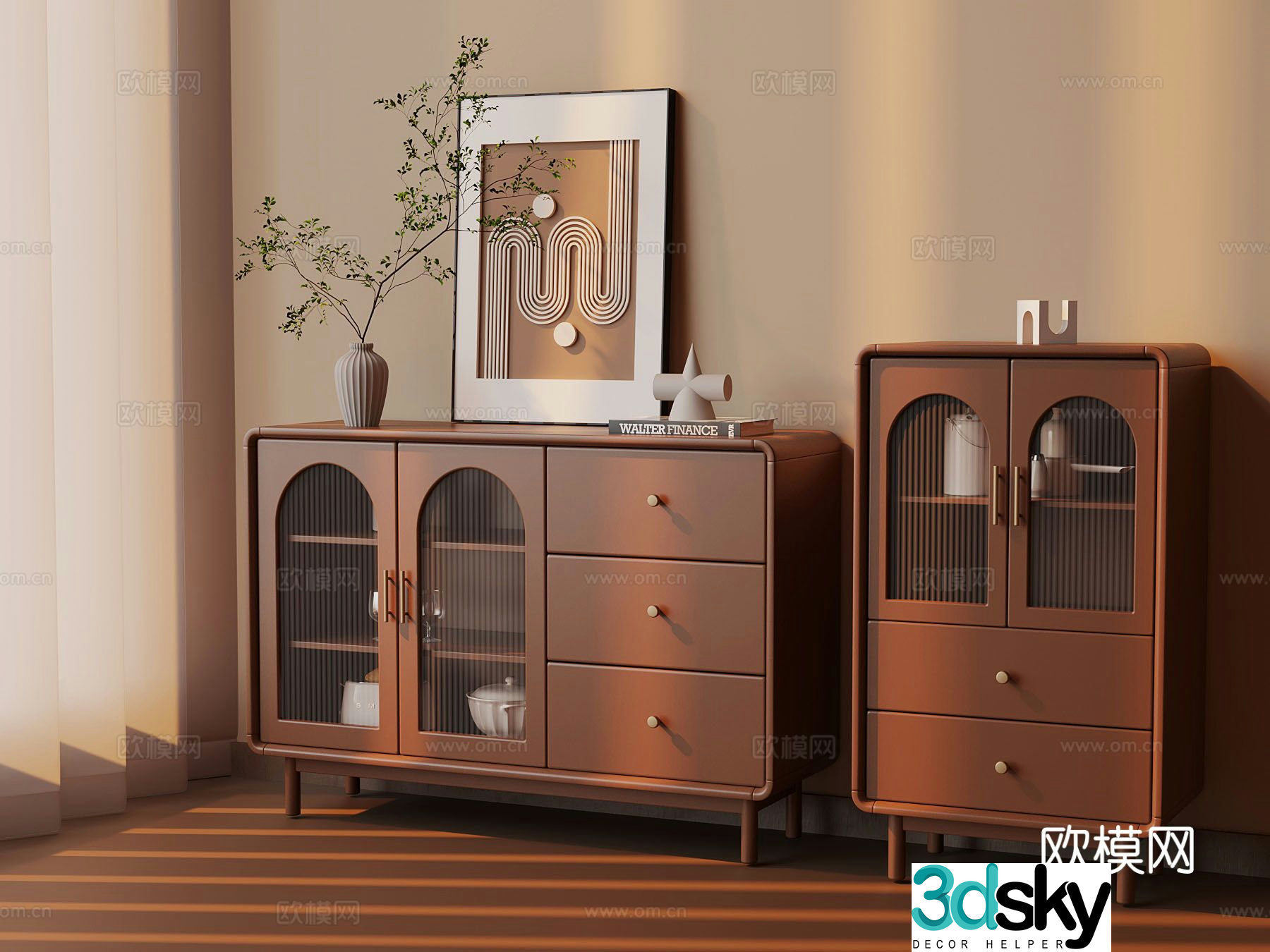 Modern sideboard decorative ornaments 3D model