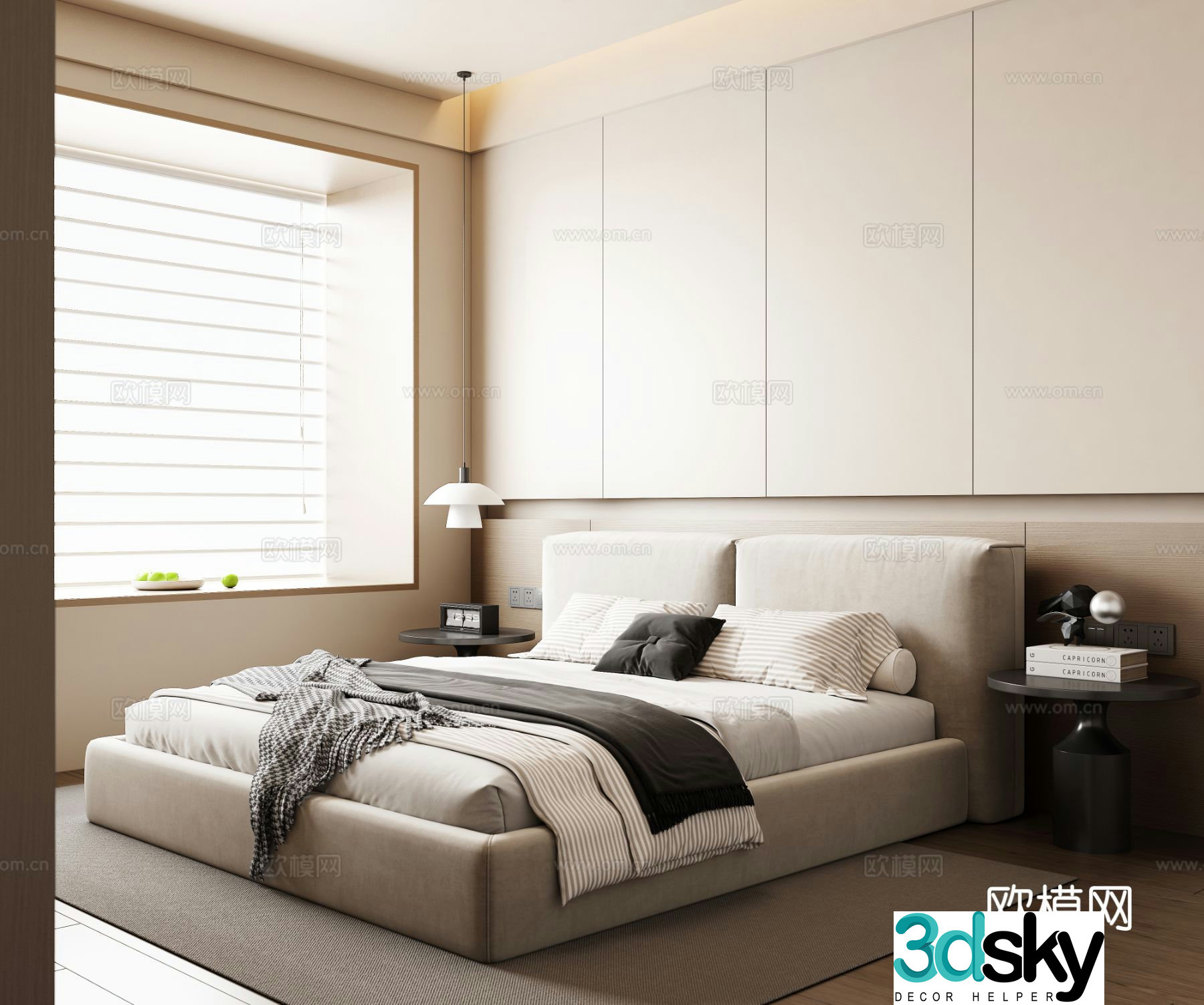 Modern minimalist bedroom 3d model