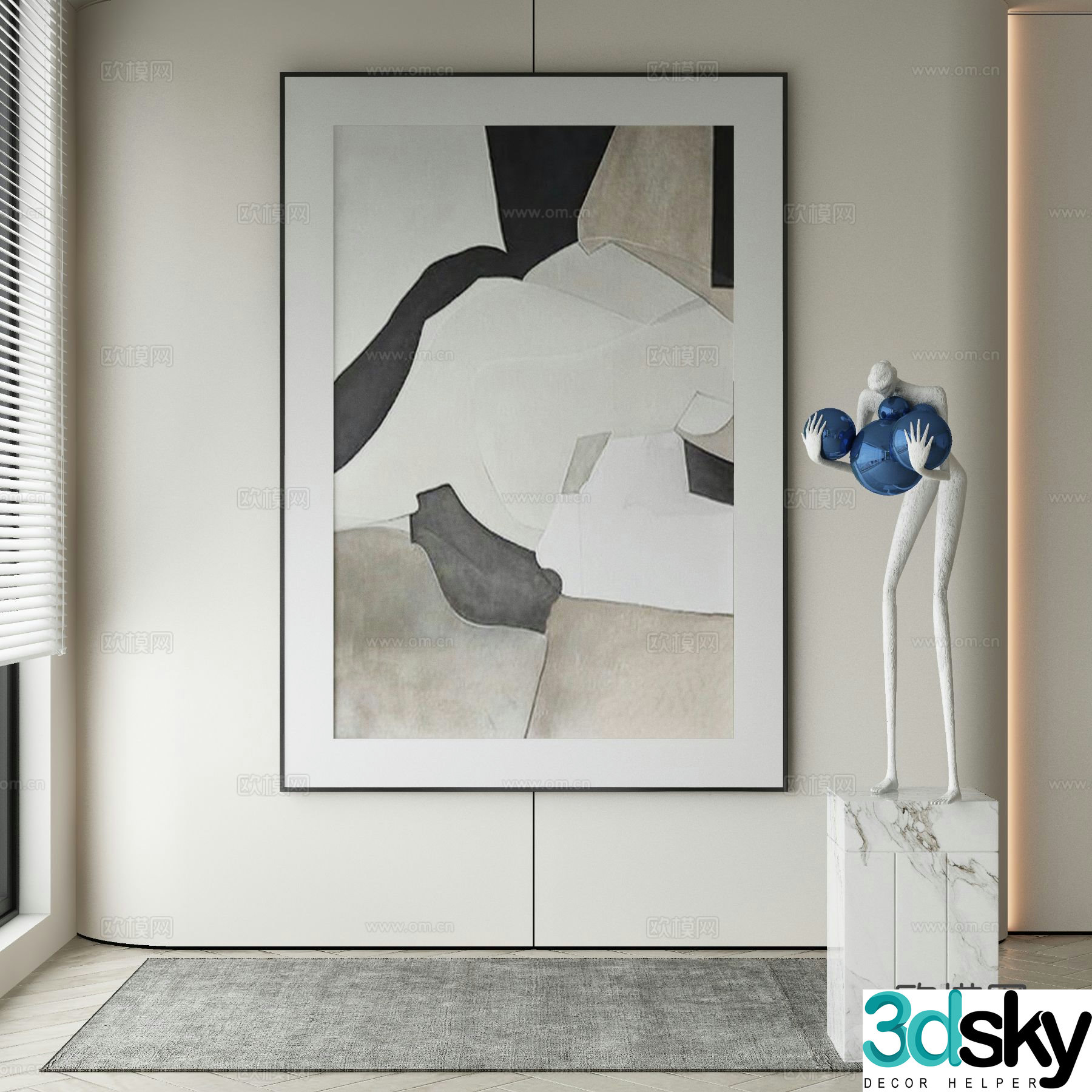 Modern Wasabi abstract painting 3d model