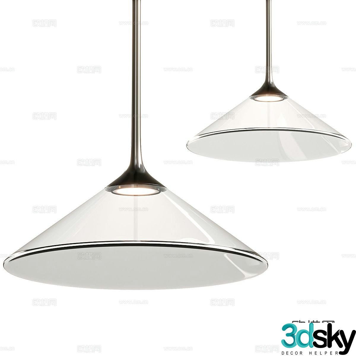 Italian minimalist Artemide Orsa glass decorative chandelier 3d model