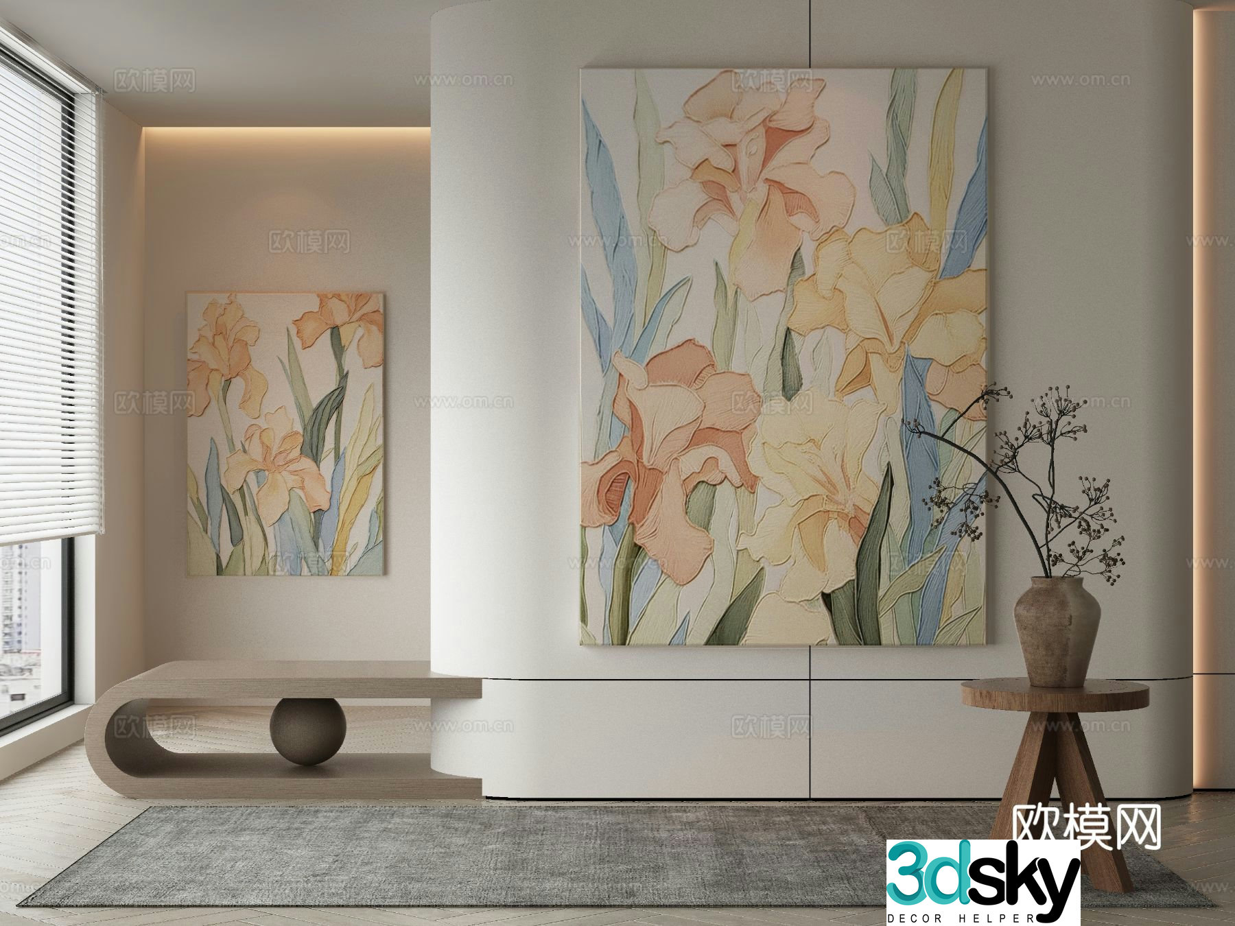 Modern Wasabi abstract painting 3d model
