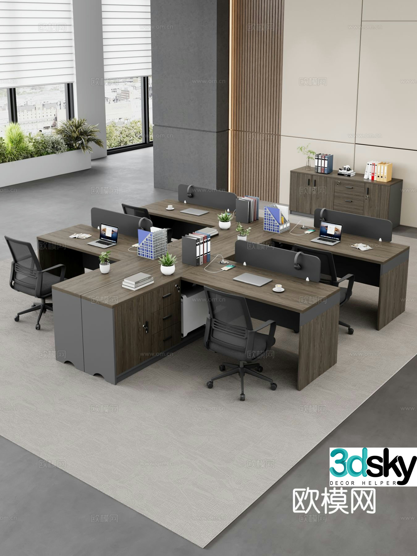 Modern office desk chair staff desk staff desk office desk chair combination office furniture 3d model