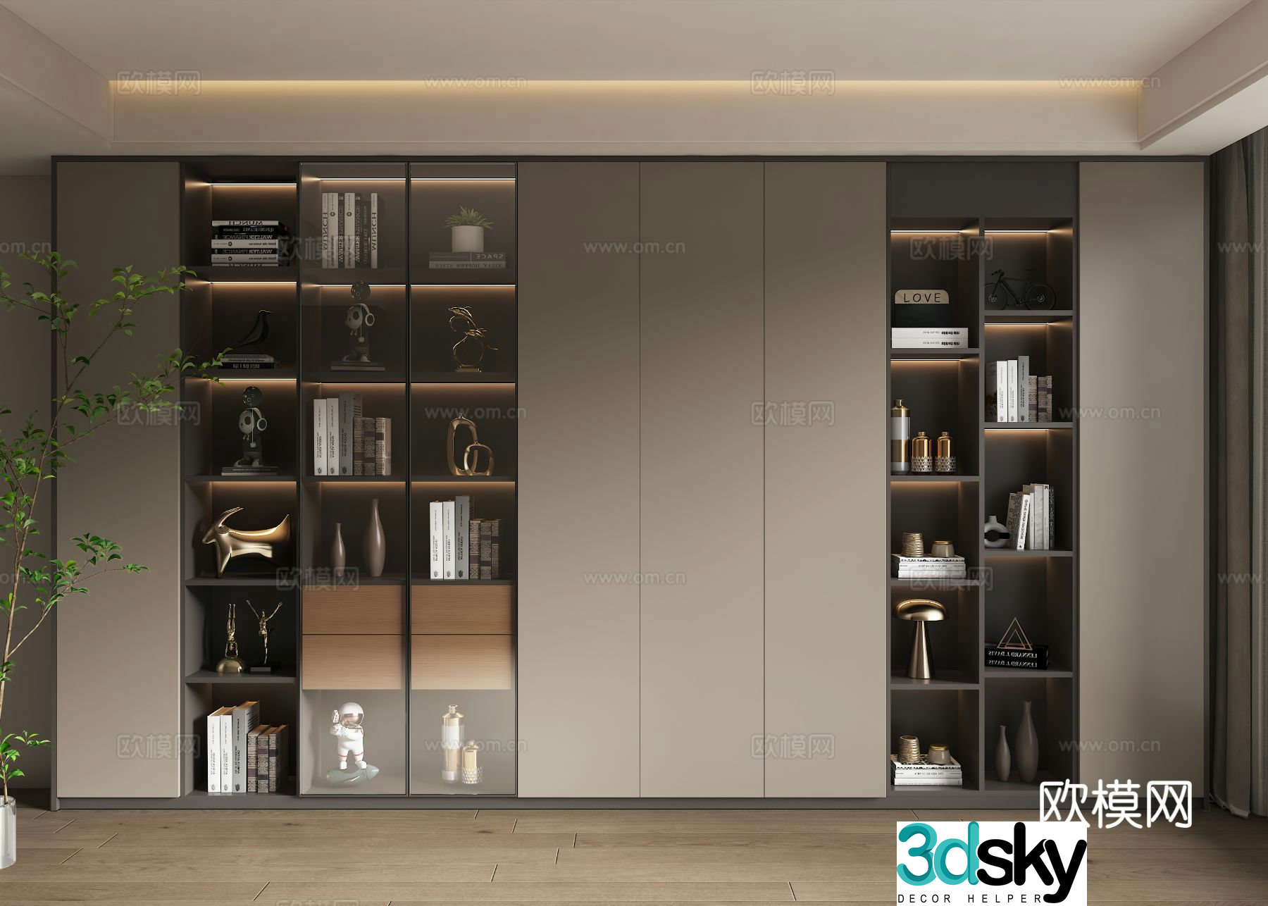 Modern home bookcase 3d model