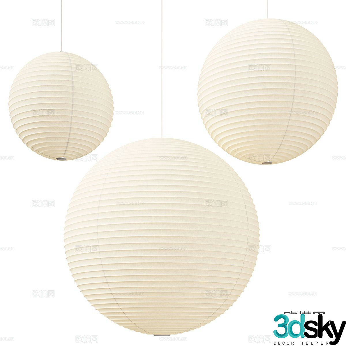 New Chinese style Vitra Akari decorative chandelier 3d model