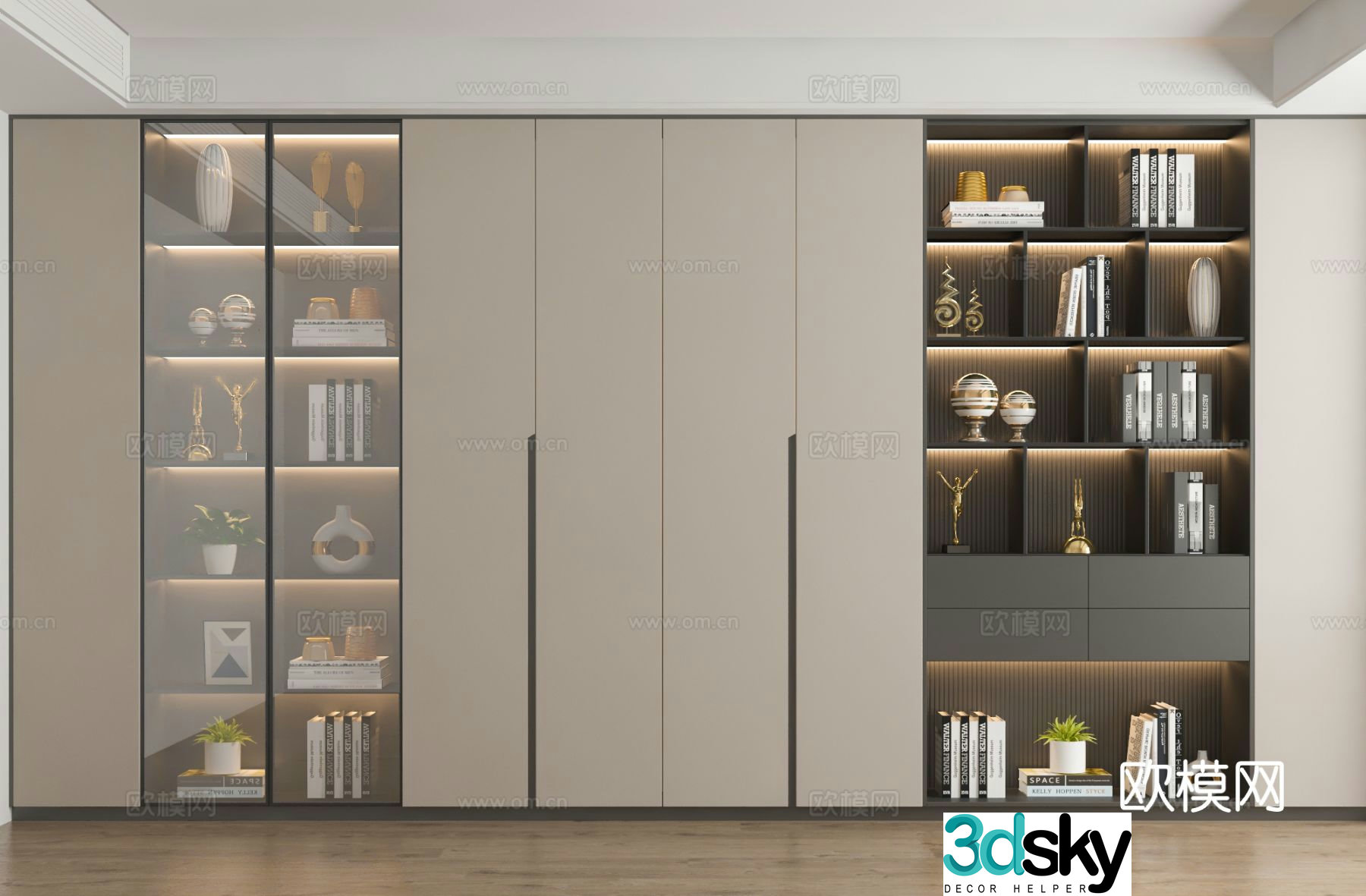 Modern bookcase 3d model