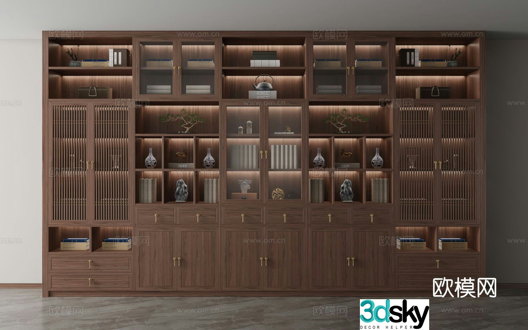 New Chinese bookcase 3D model