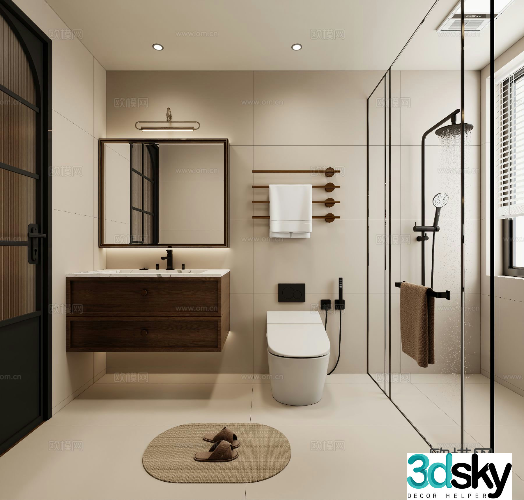 Middle style bathroom 3d model