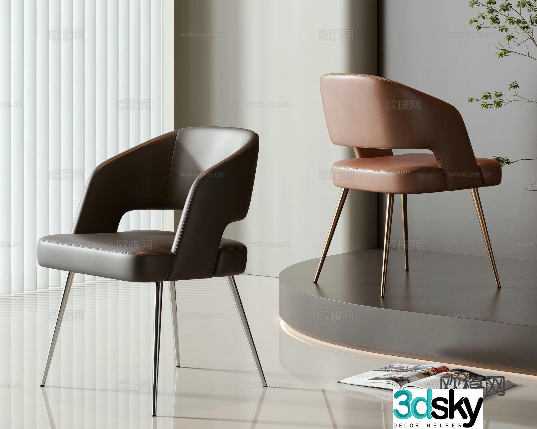 Modern single chair dining chair chair 3d model