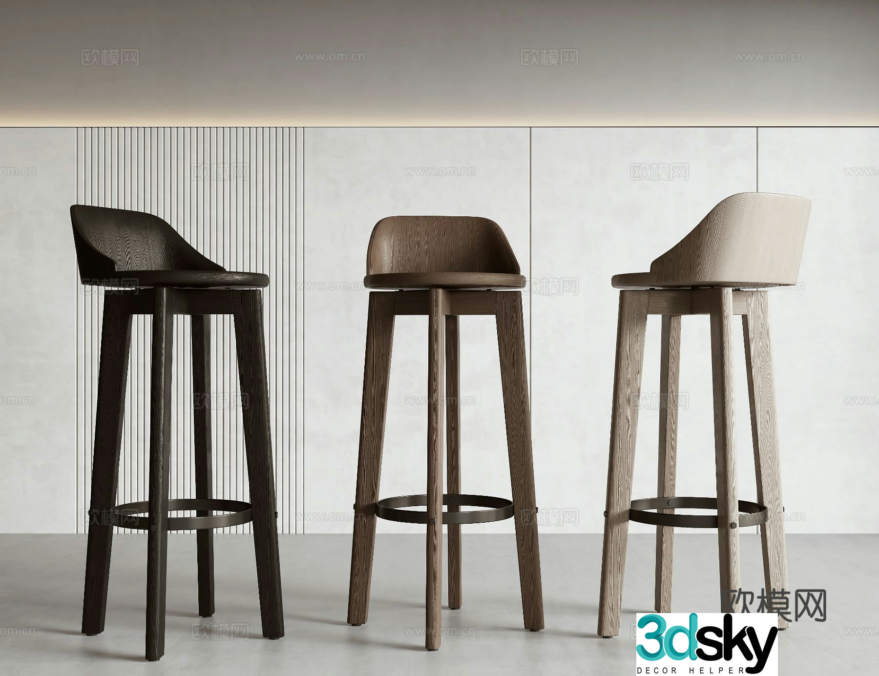 Modern bar chair bar stool 3d model