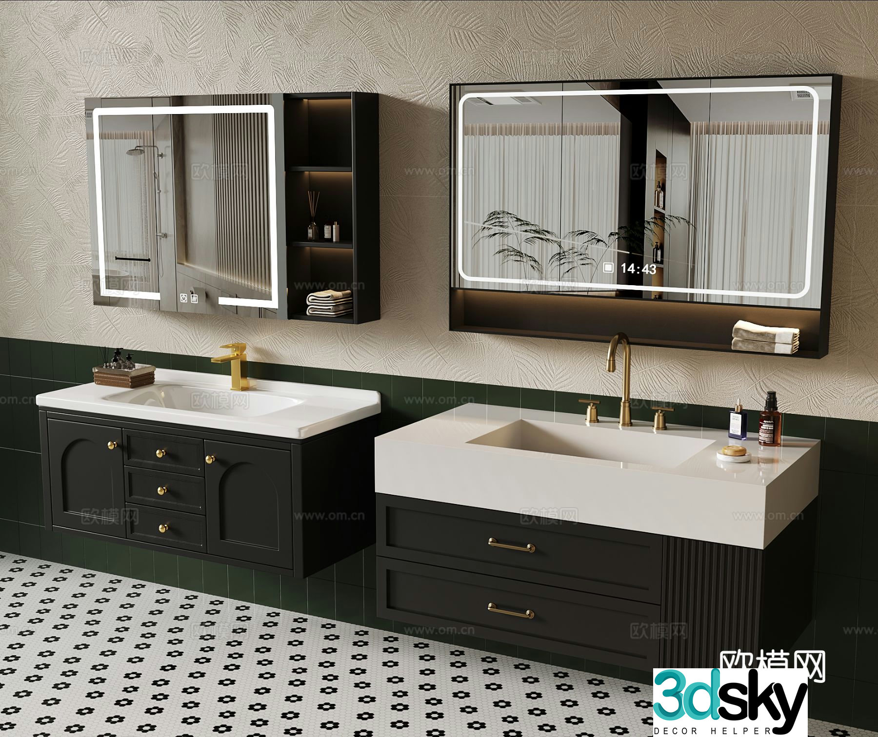 Bathroom cabinet French bathroom cabinet Bathroom mirror 3d model