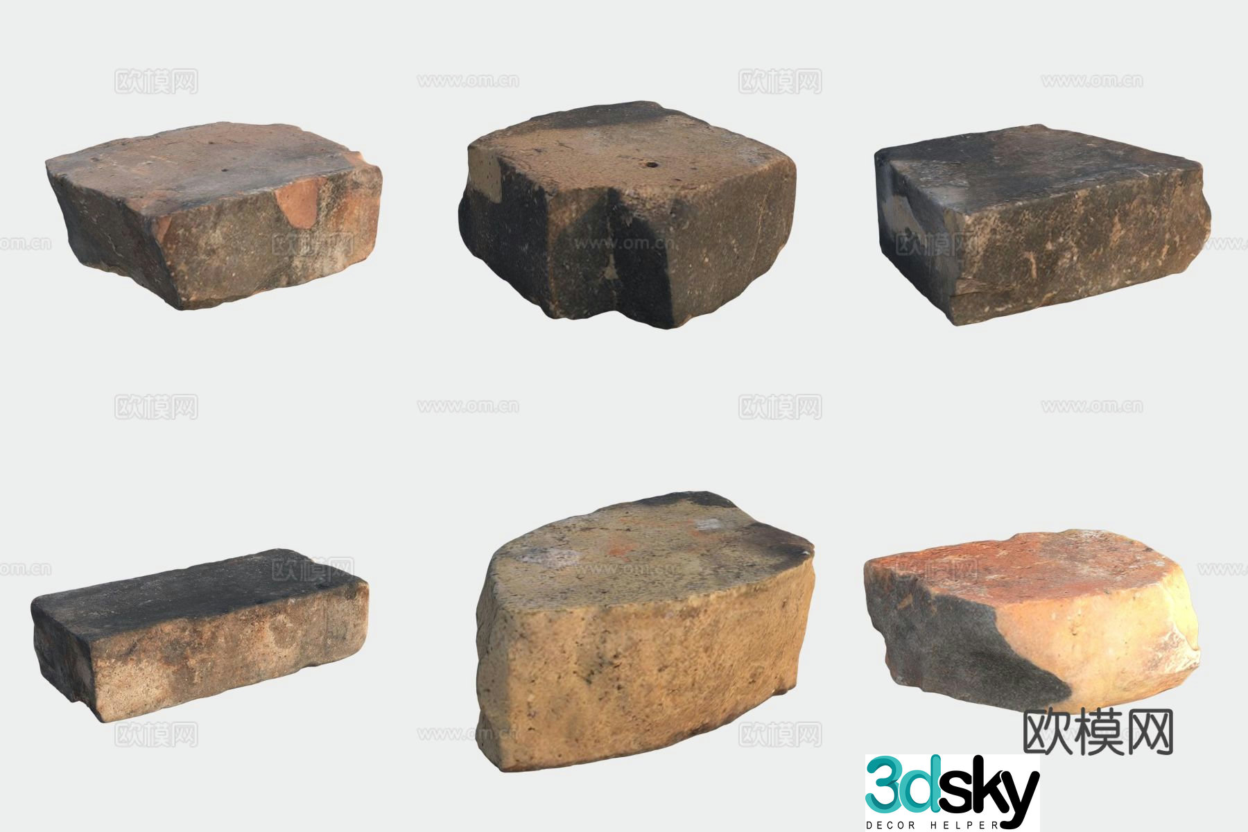 3D model of floor tiles and stone building materials