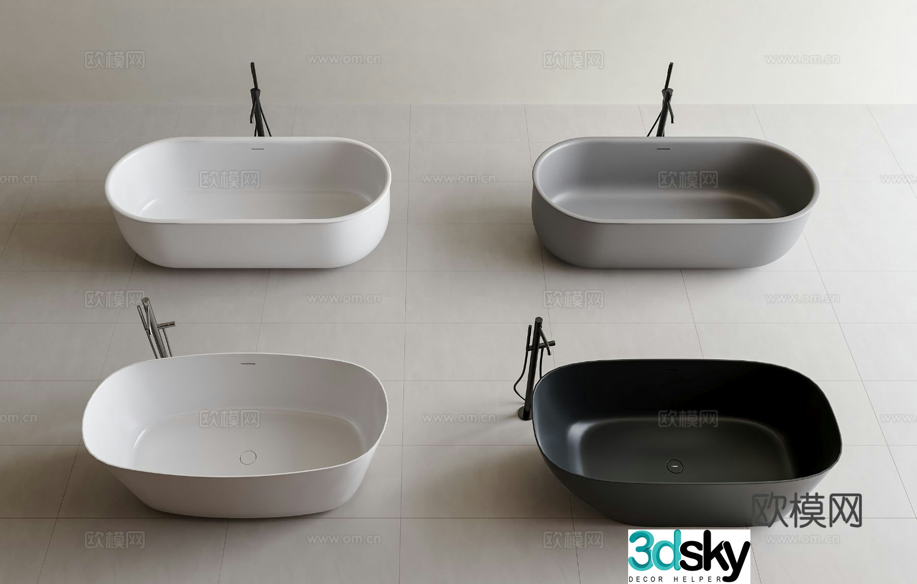 Bathtub Integrated Bathtub Bathtub faucet Jacuzzi Hotel Bathtub Modern Bathtub 3D Model