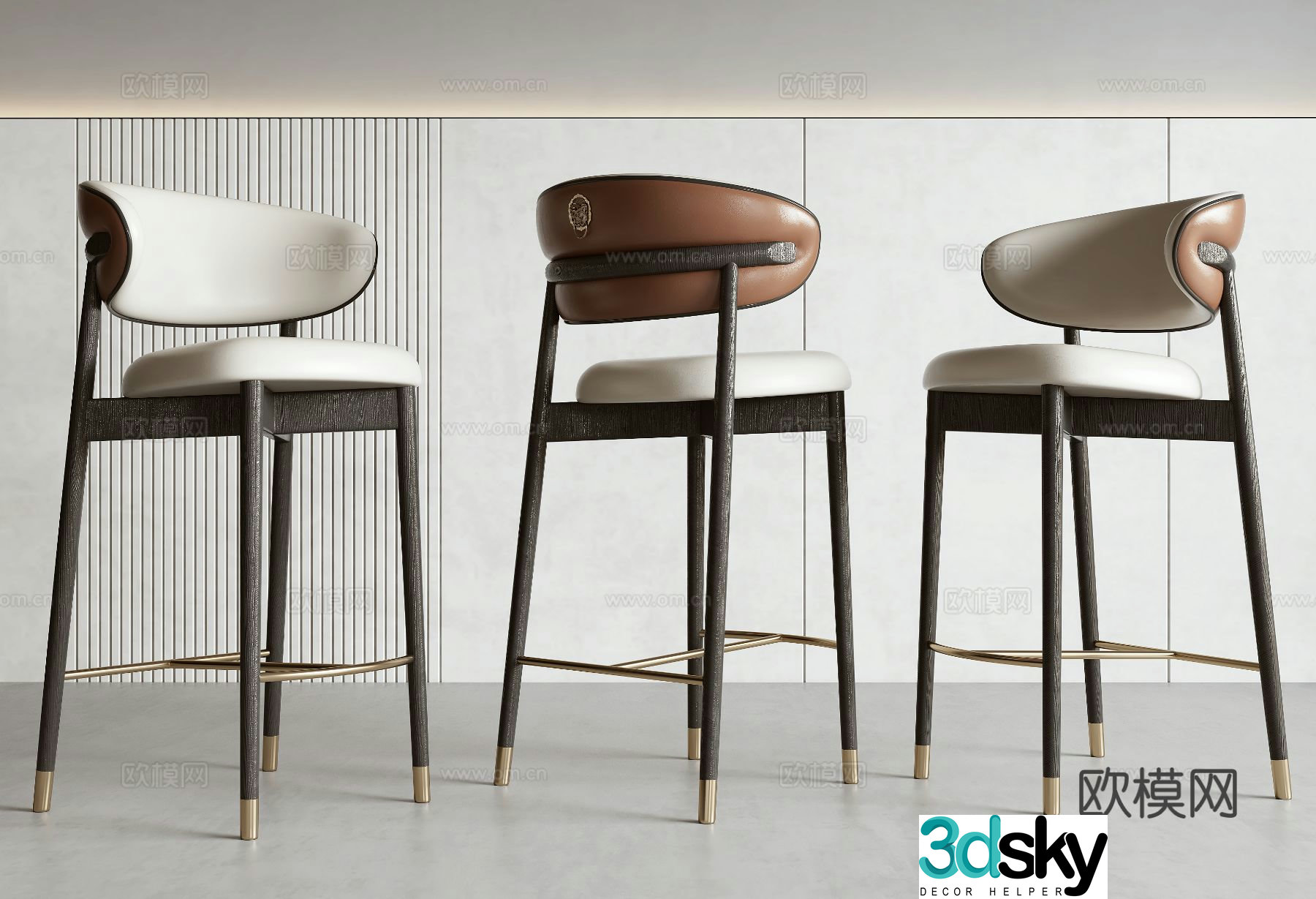 New Chinese style bar chair bar stool 3D model
