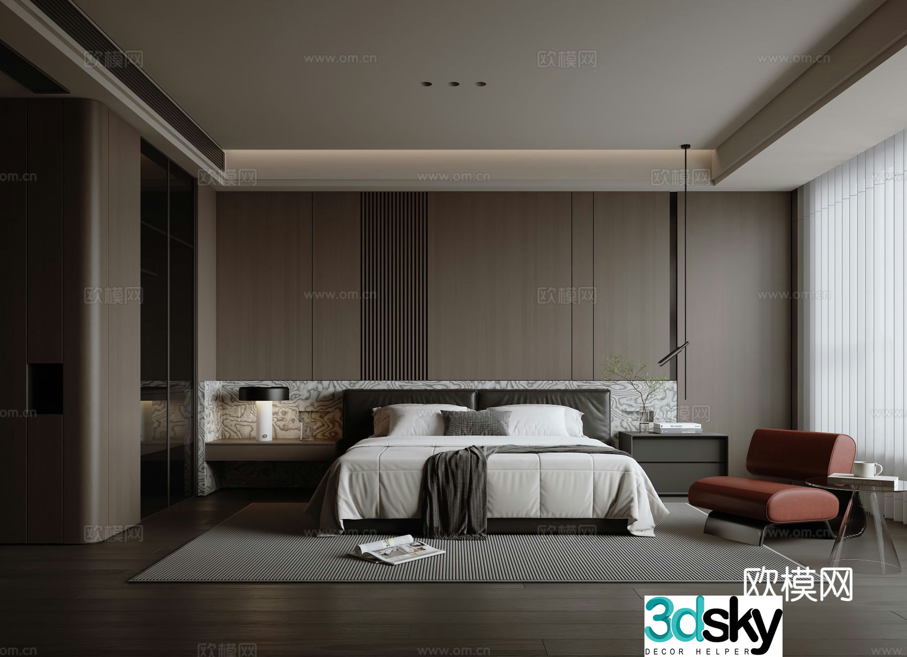 Modern Italian bedroom 3d model