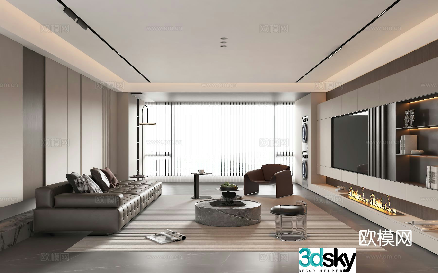 Modern home living room 3d model
