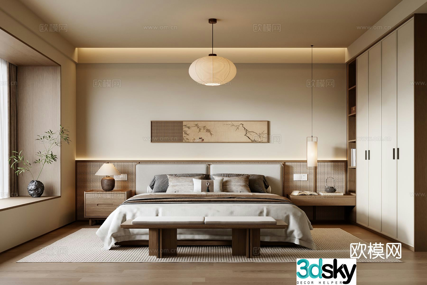 New Chinese bedroom 3D model