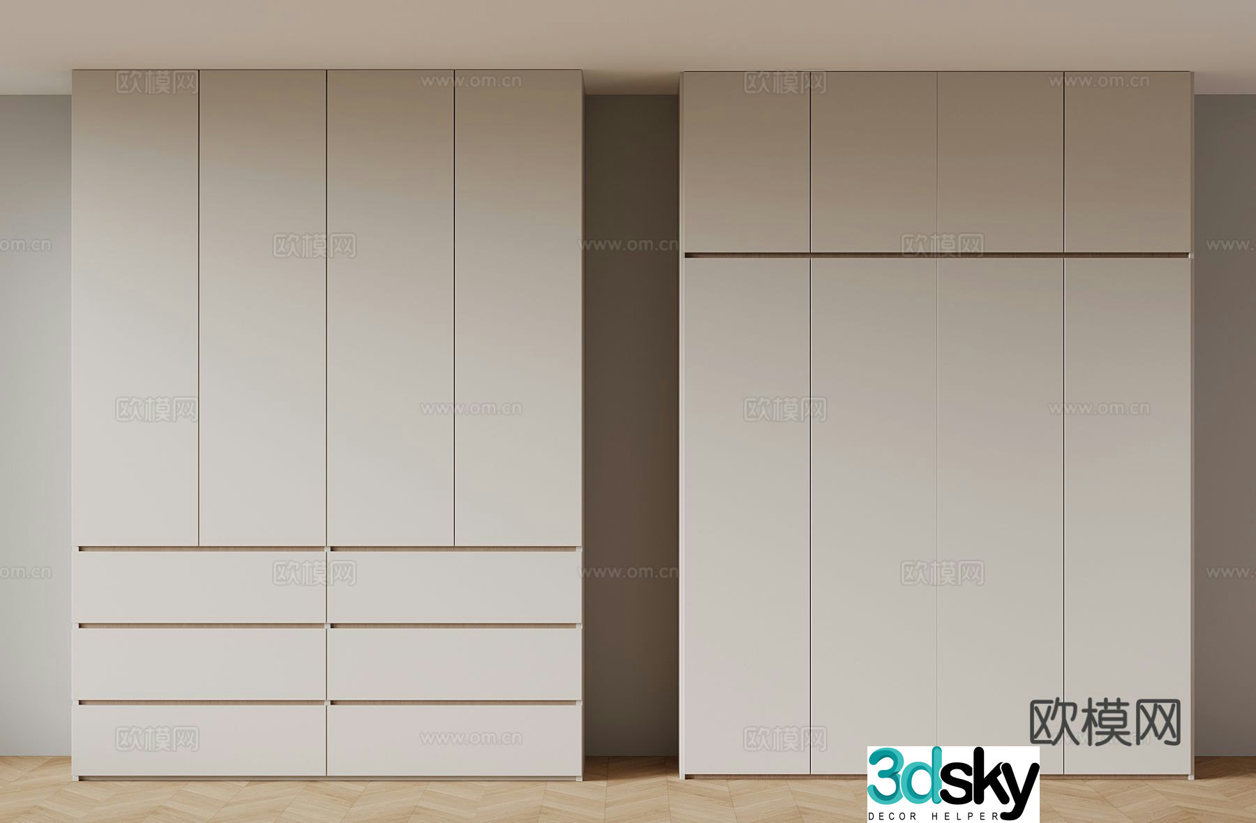 Modern Wardrobe Minimalist Wardrobe 3D Model