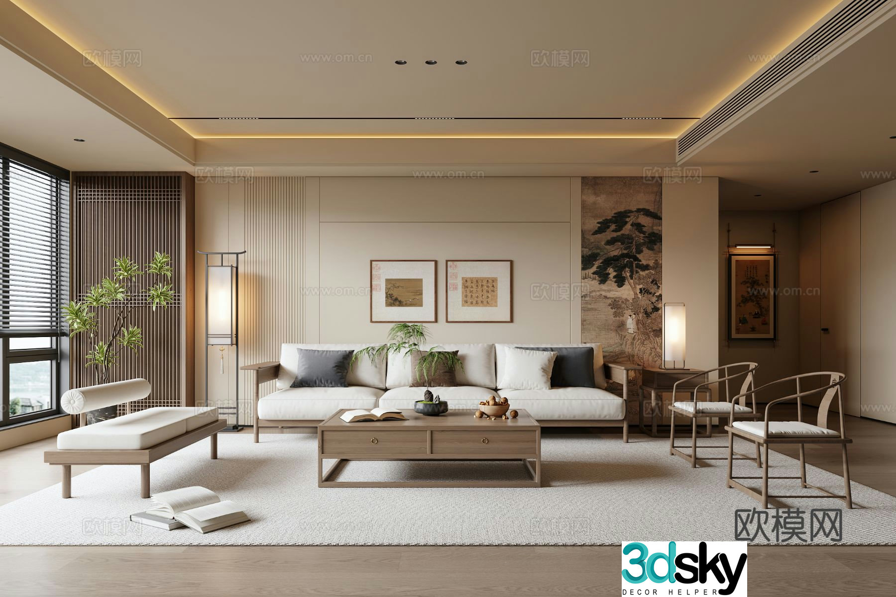 New Chinese Song style living room 3D model