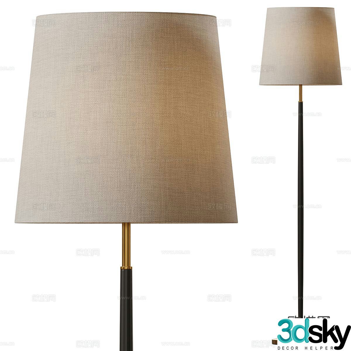 New Chinese style light luxury floor lamp 3D model