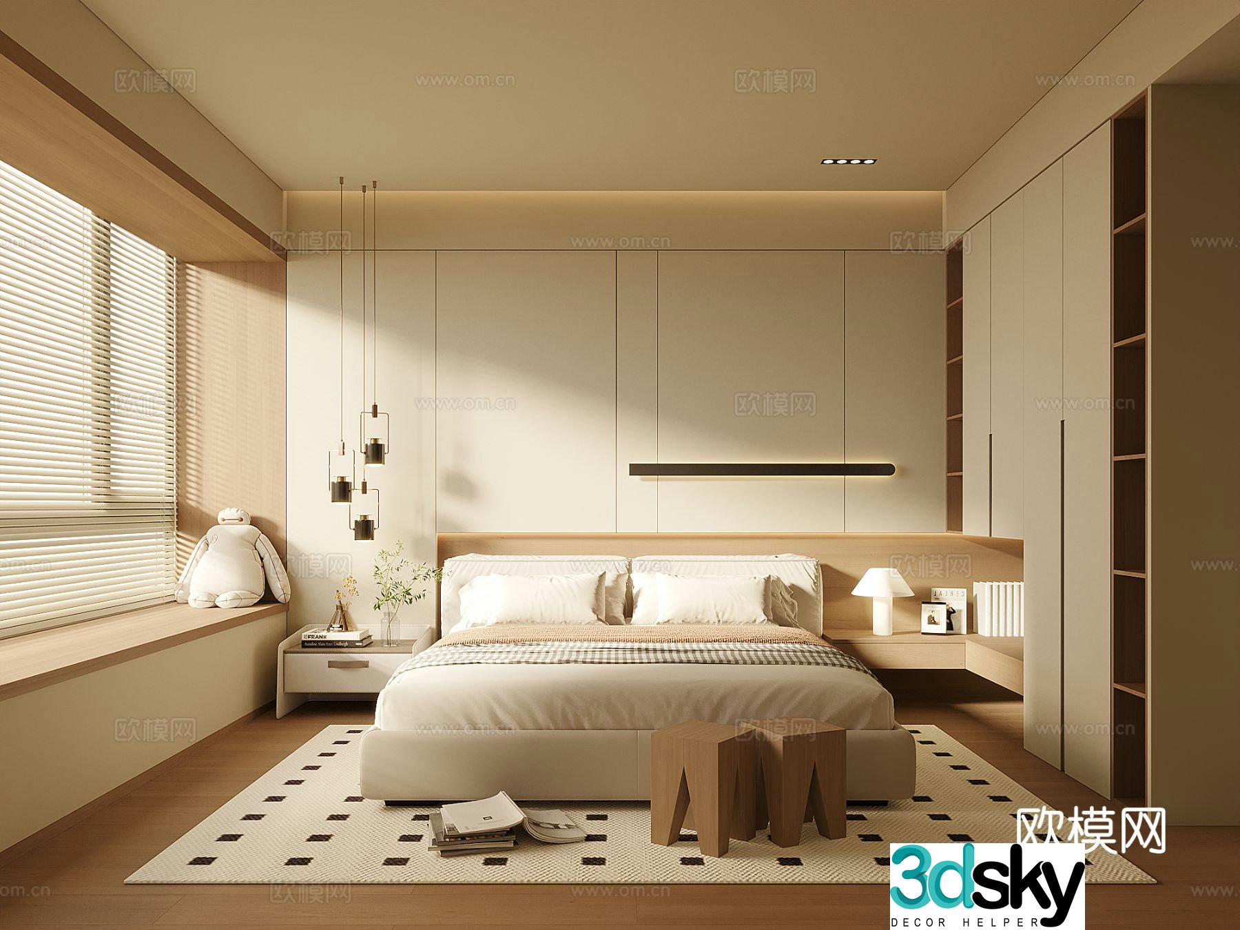 Modern home bedroom master bedroom 3d model