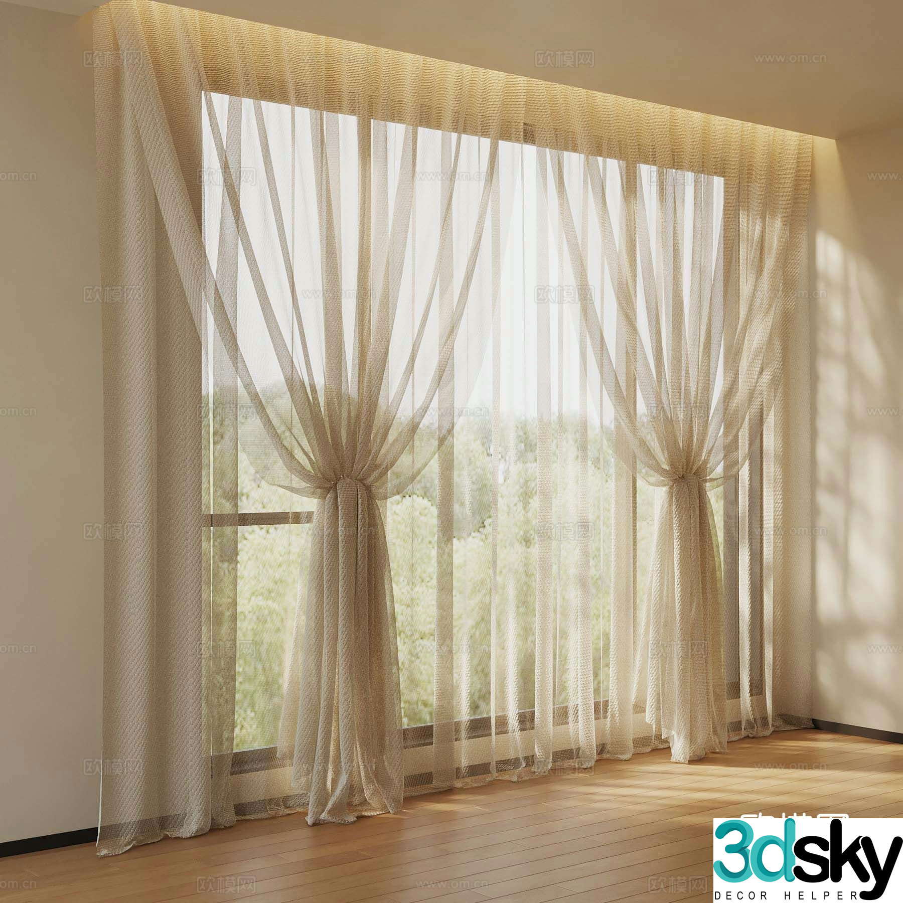 French yarn curtain tulle curtain 3d model