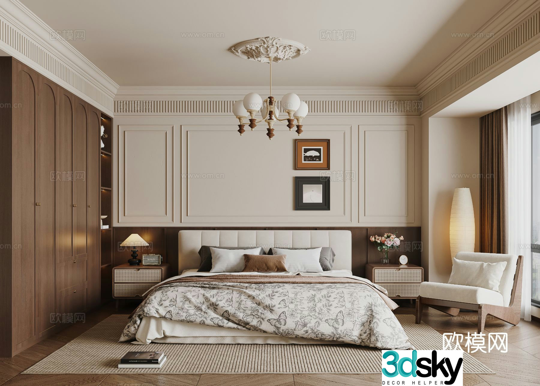 French medieval style bedroom master room 3d model