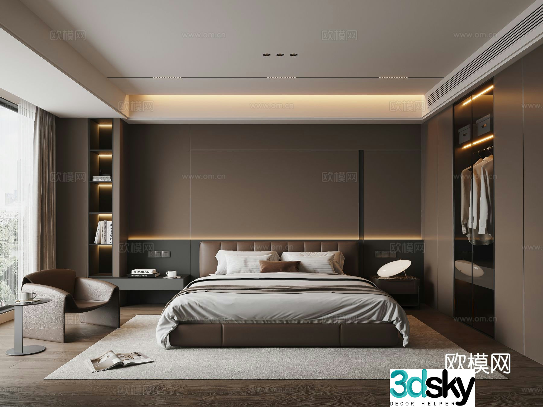 Modern Italian bedroom master room 3d model