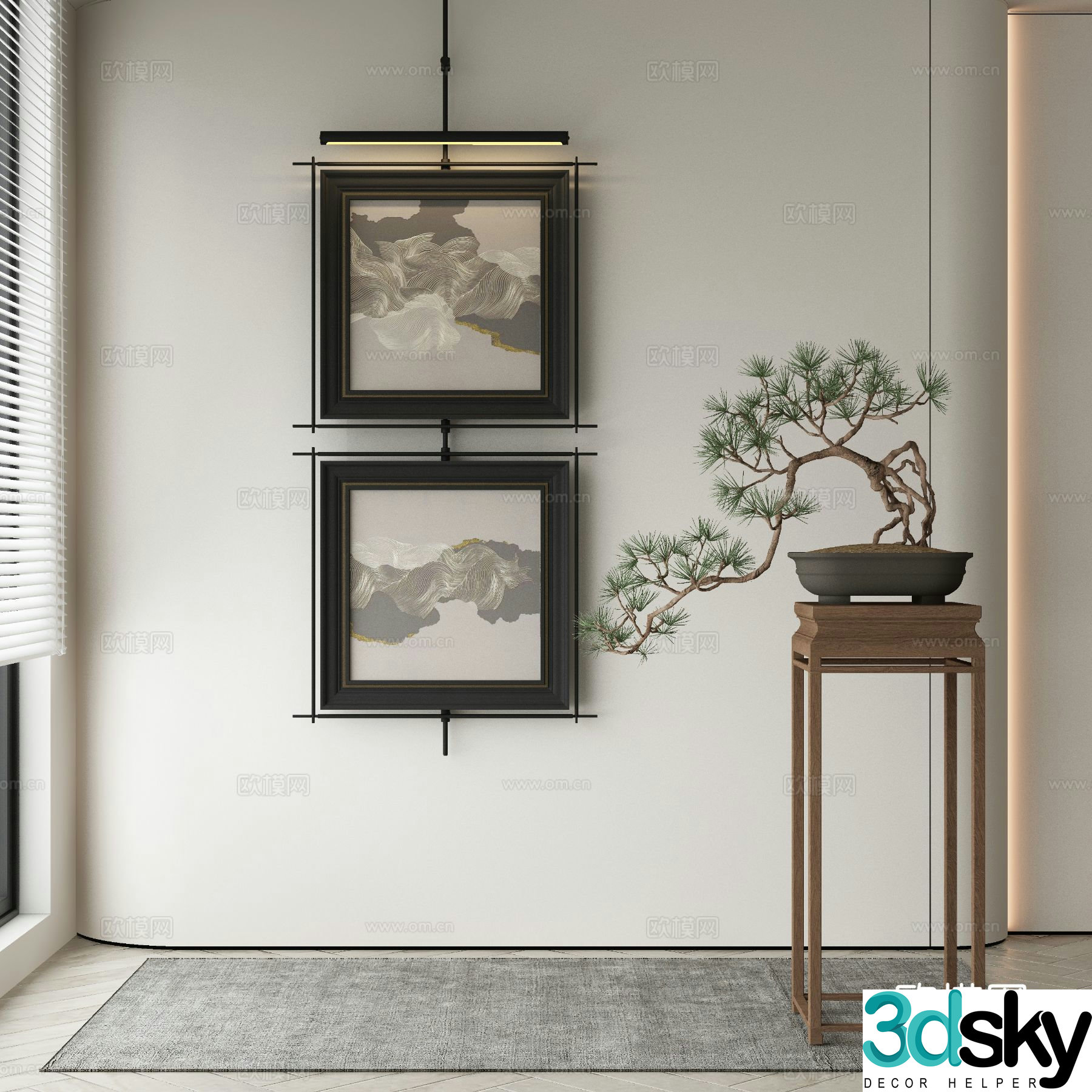 New Chinese style wasabi paintings oil paintings 3D model