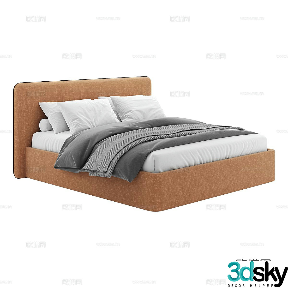 Modern simple double bed Double bed Simple bed Bedroom bed Pillow 3D model