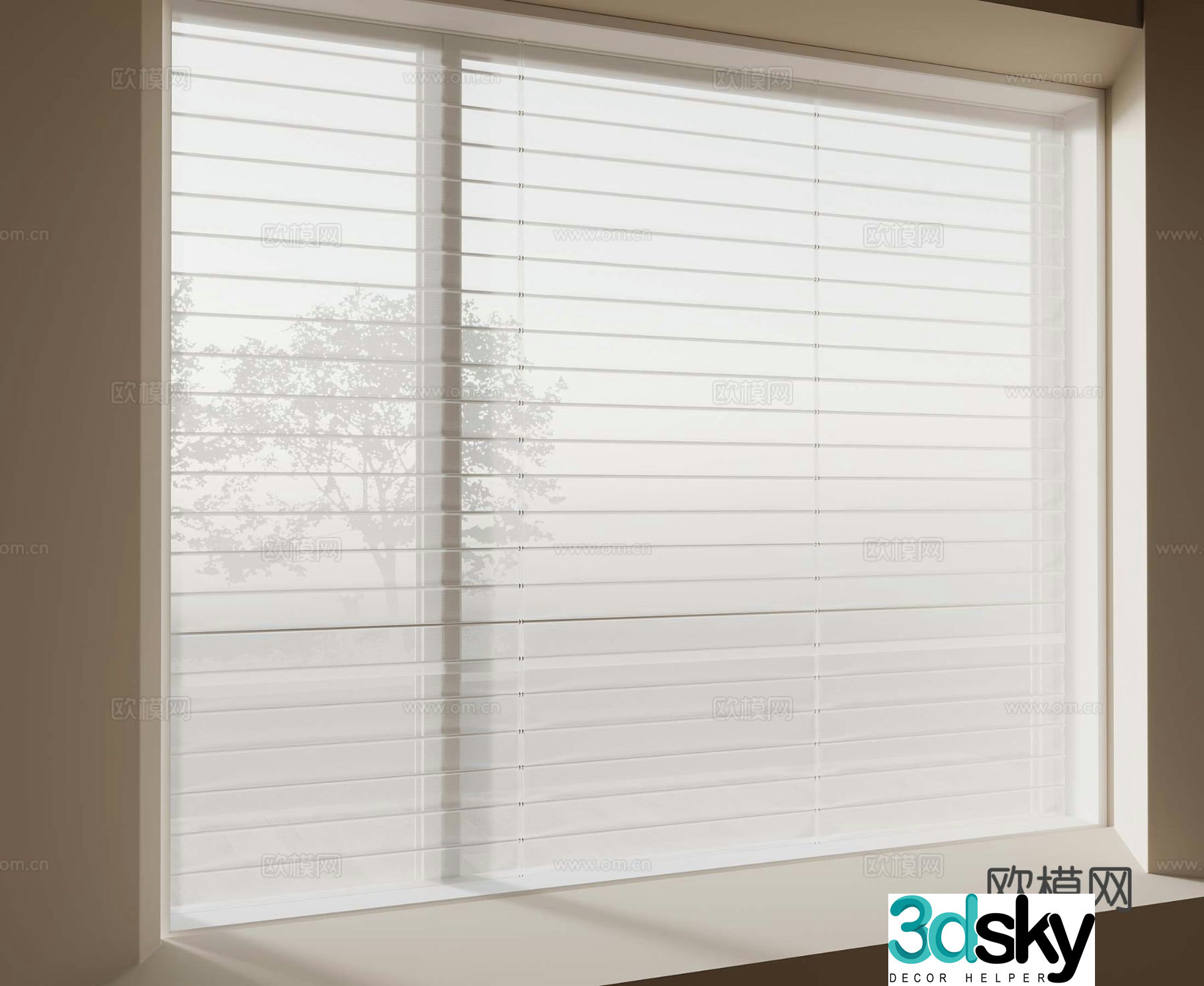 Modern Venetian blinds Shangri-La curtain 3D model
