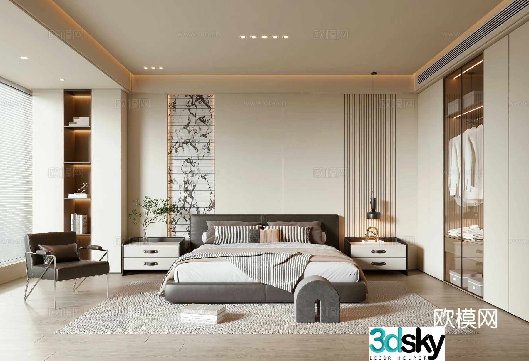 Modern bedroom master bedroom 3d model