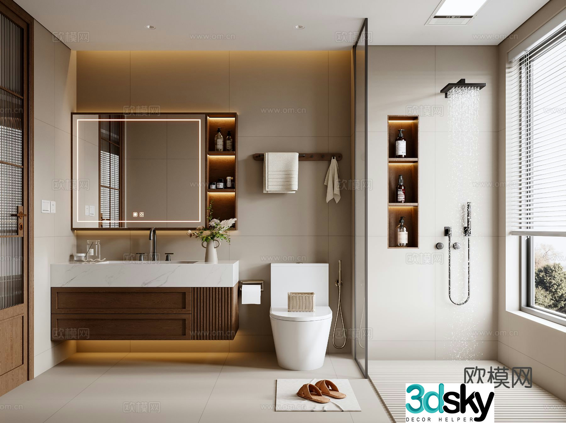 Middle style bathroom 3d model