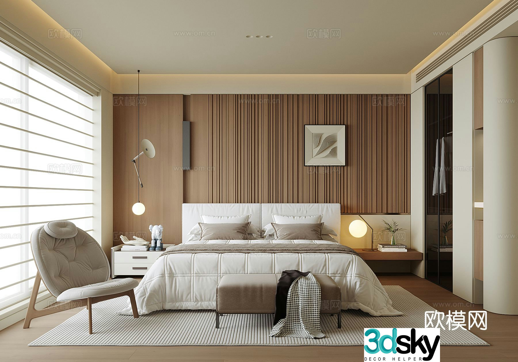 Modern home bedroom master bedroom 3d model