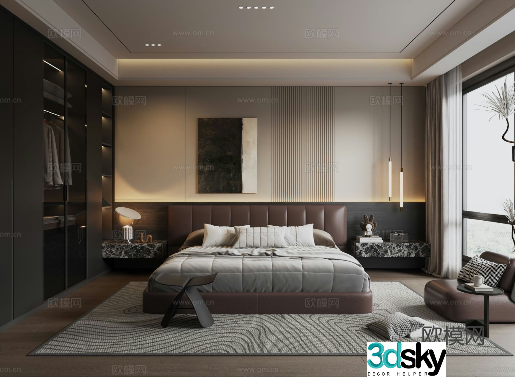 Modern Italian home bedroom 3d model