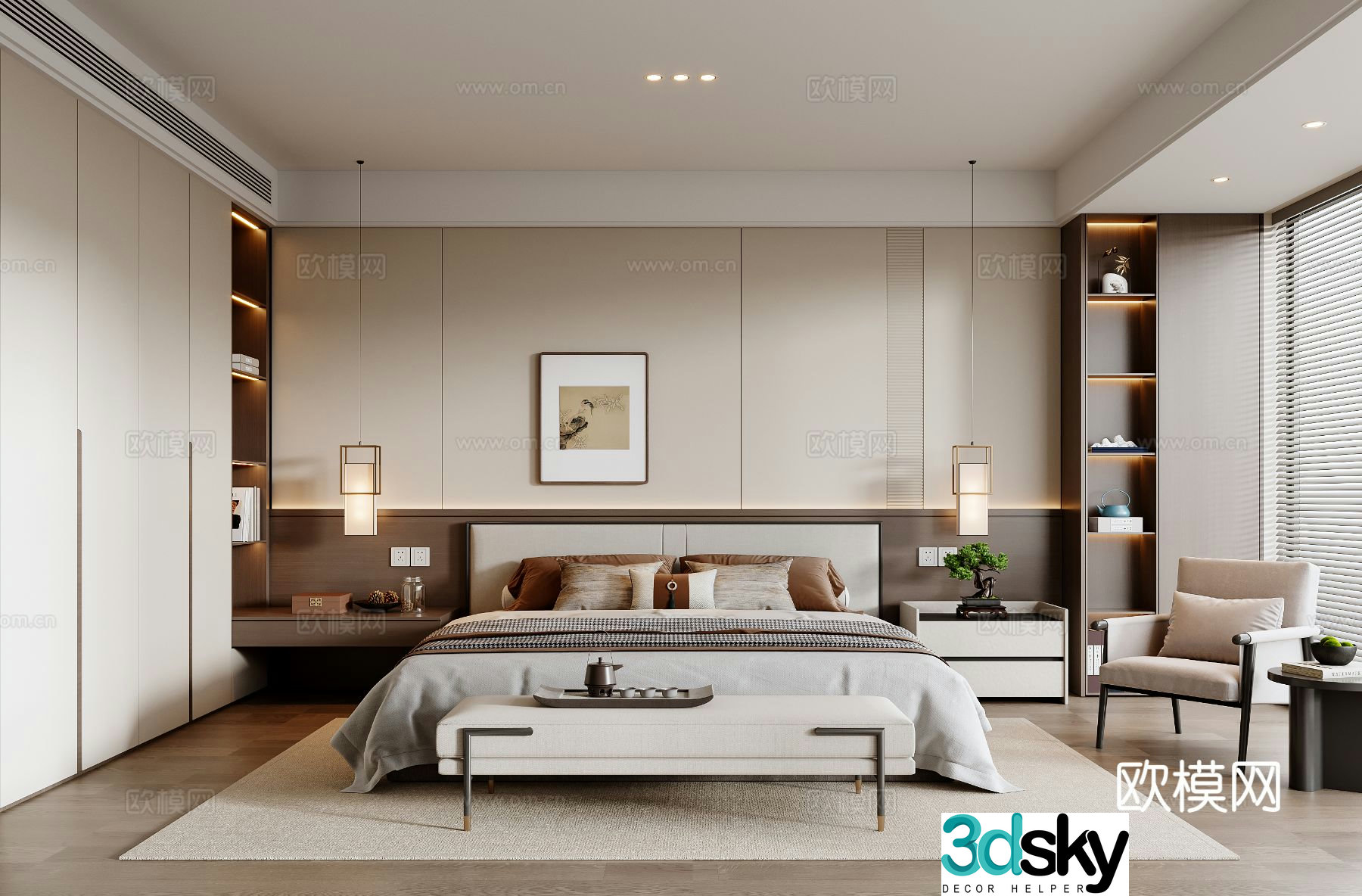 New Chinese style bedroom master bedroom 3D model