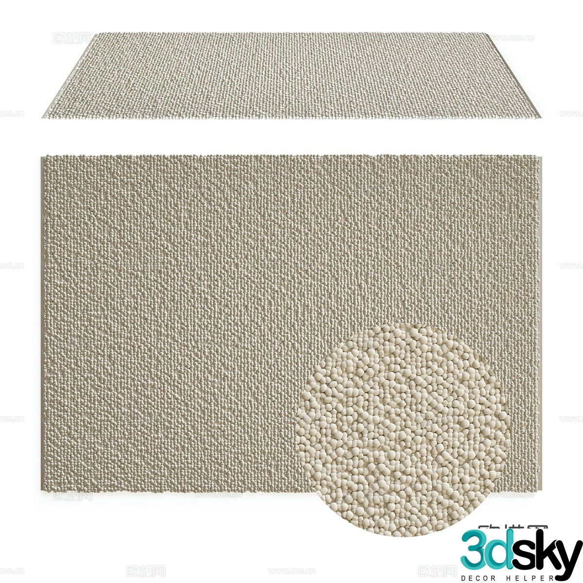 Modern cream style fabric carpet 3d model