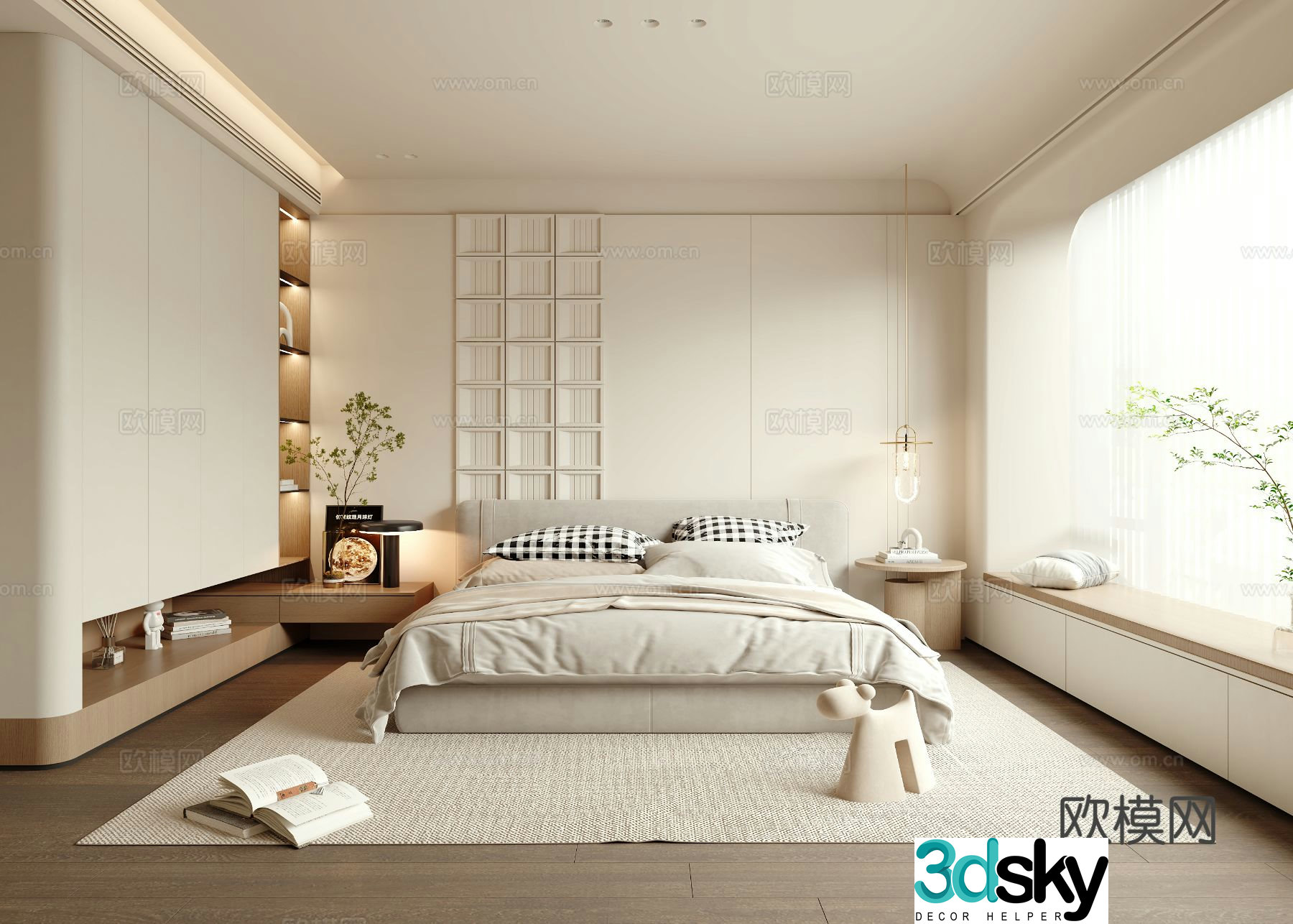 Creamy Bedroom Master Bedroom 3D Model