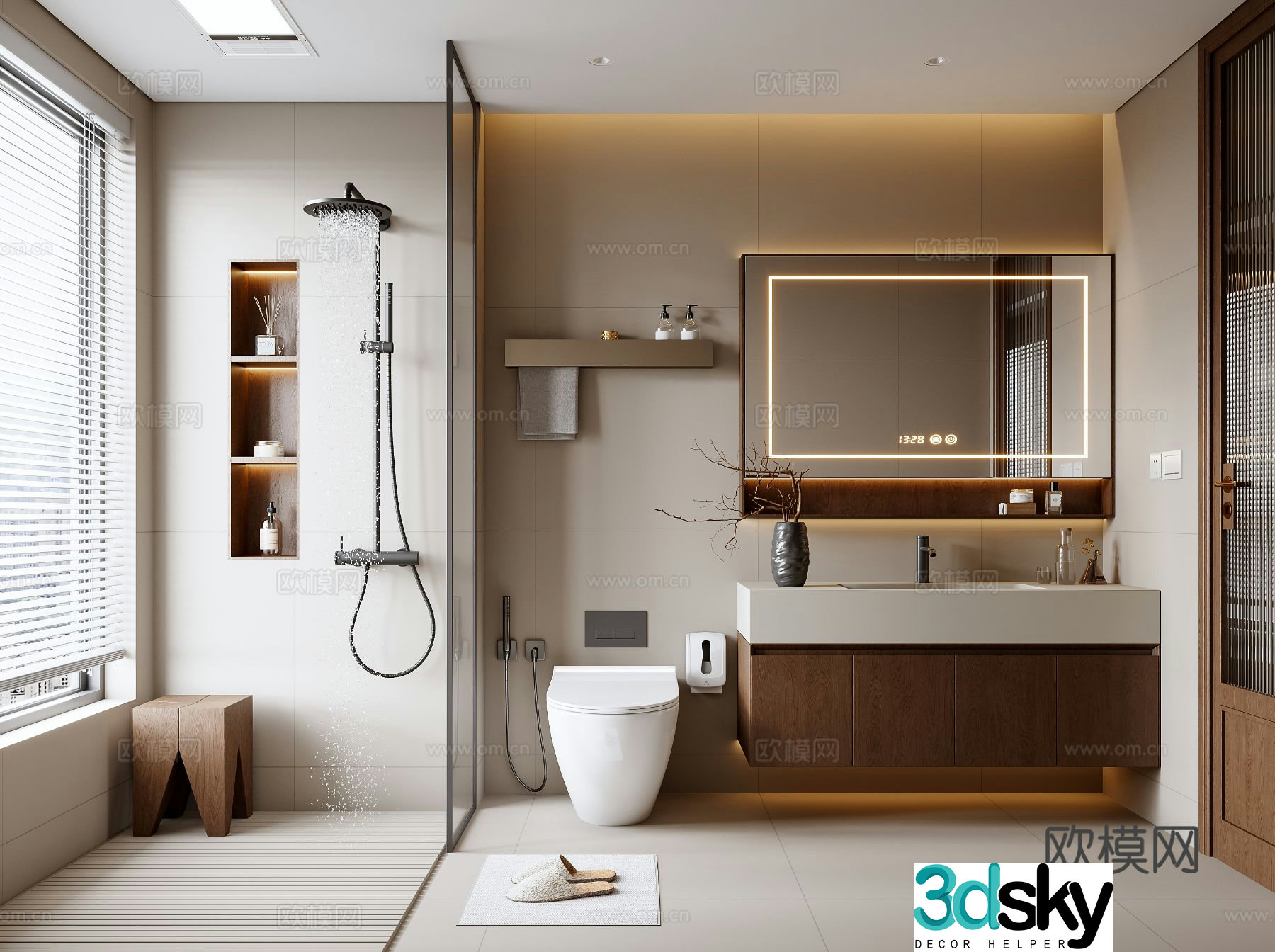 Middle style bathroom 3d model