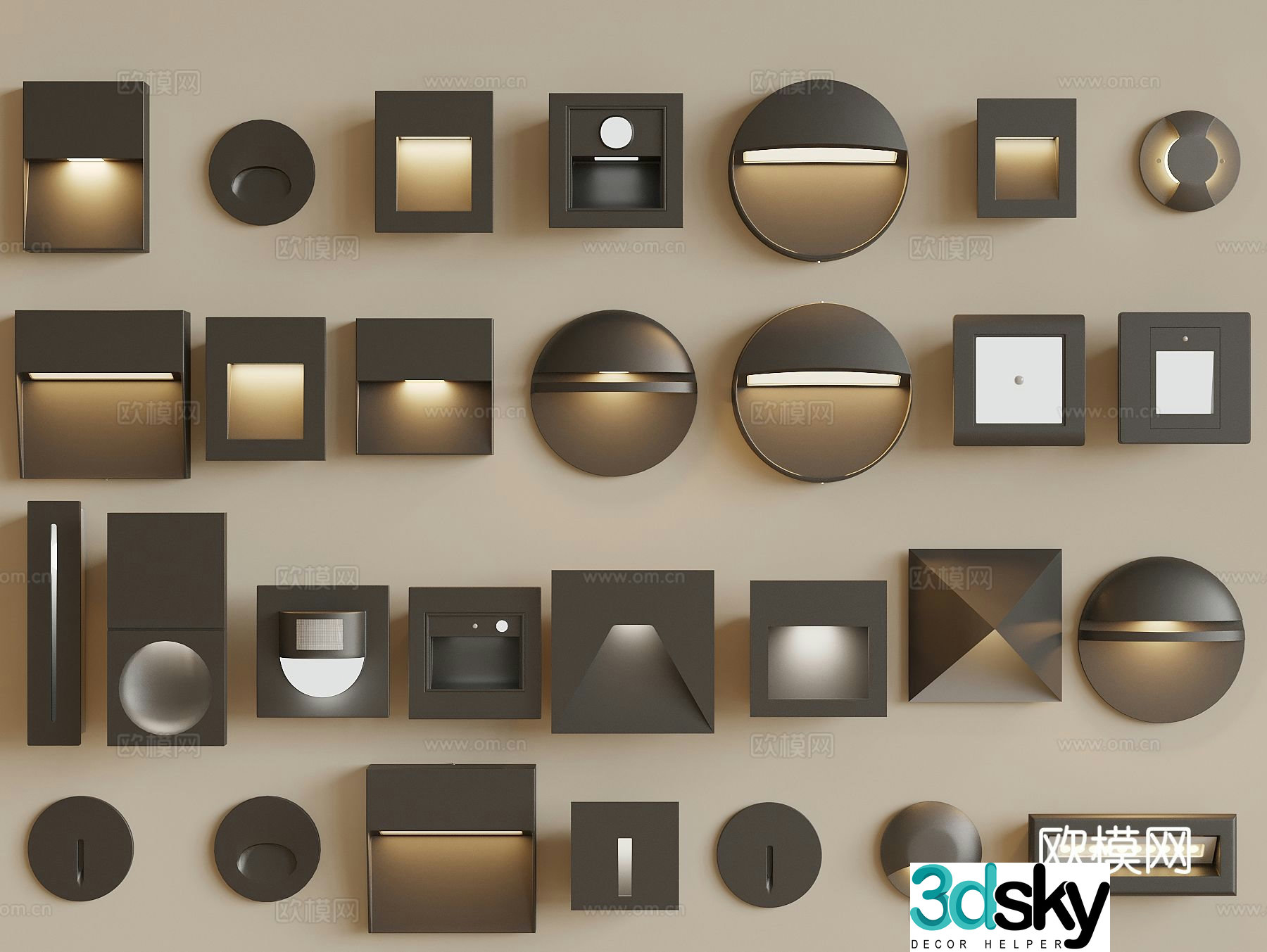 Modern wall lamp stair sensing lamp floor lamp kicking lamp night lamp step lamp 3d model